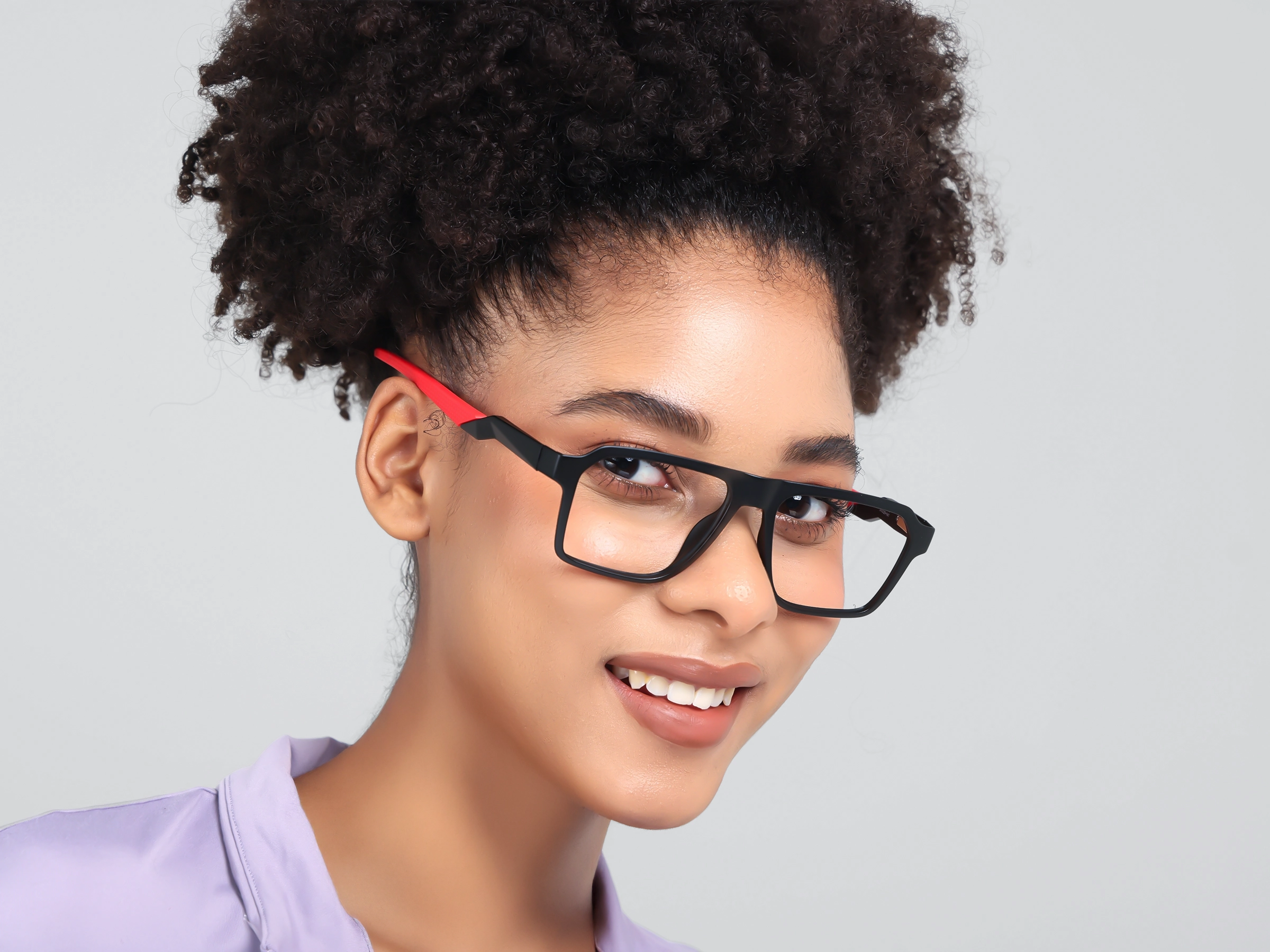Black & Red Flattop Square Sports Glasses-12