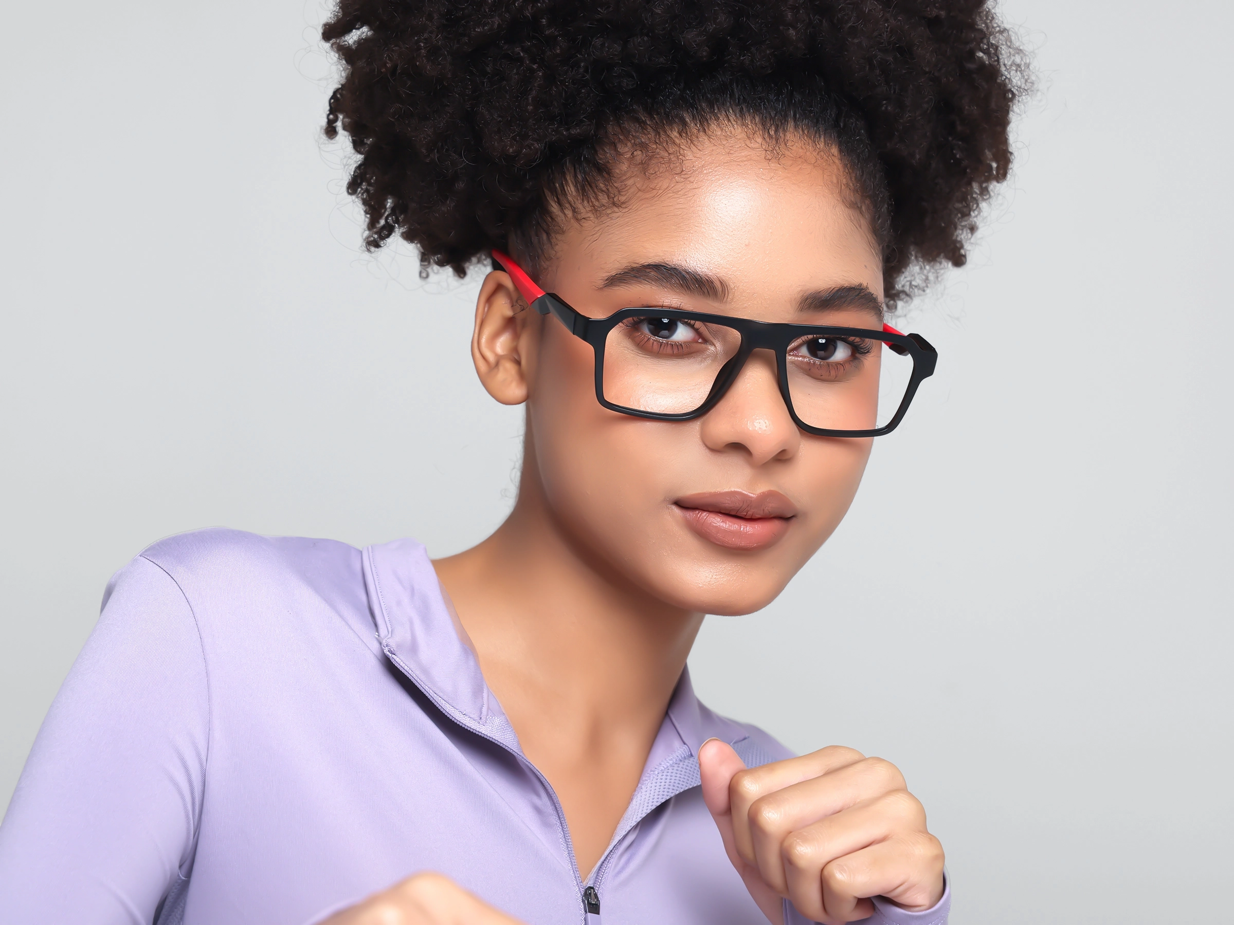 Black & Red Flattop Square Sports Glasses-13