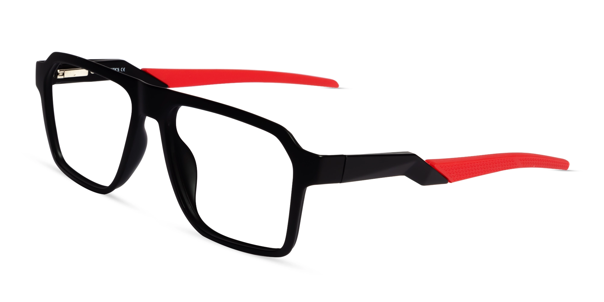 Black & Red Flattop Square Sports Glasses-3