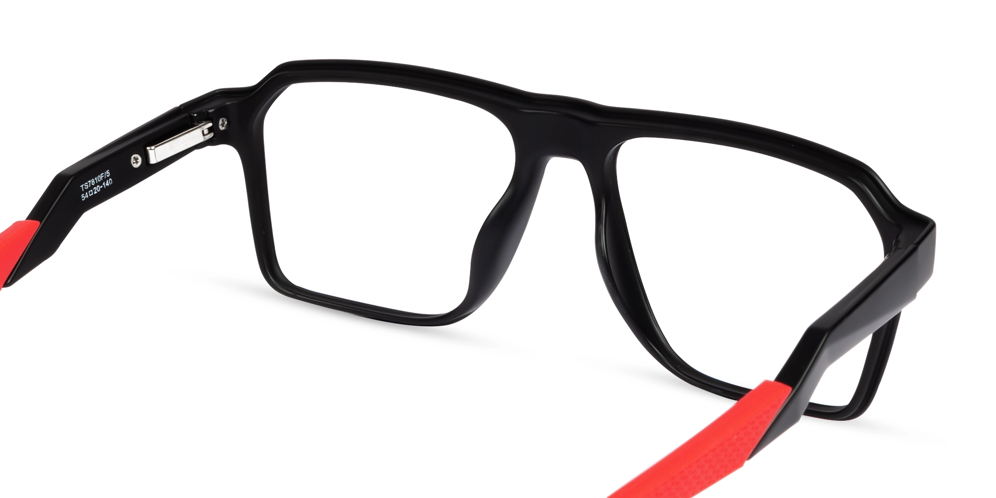 Black & Red Flattop Square Sports Glasses-5