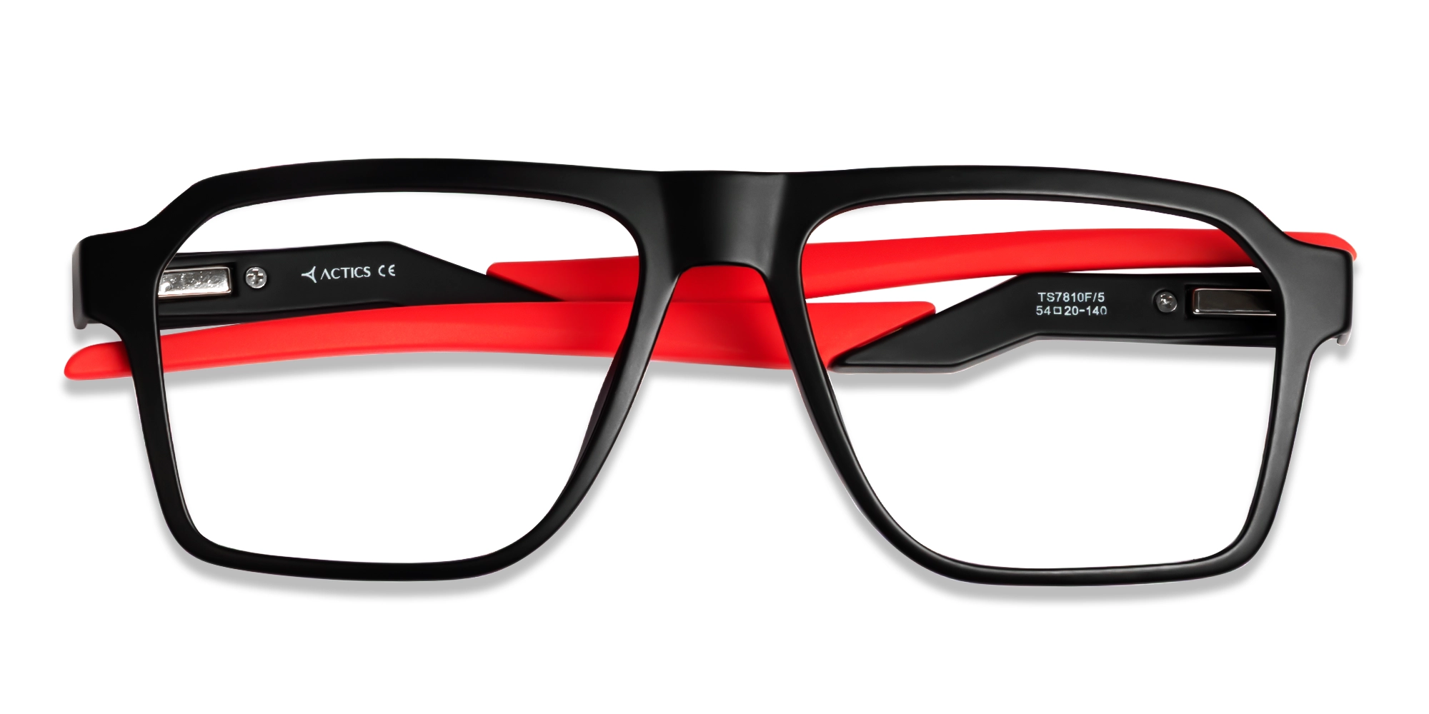 Black & Red Flattop Square Sports Glasses-6