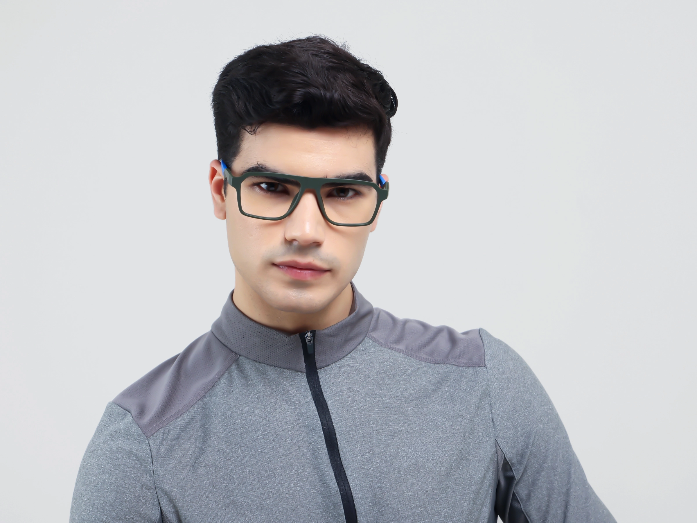 Hunter Green Flattop Square Sports Glasses-1