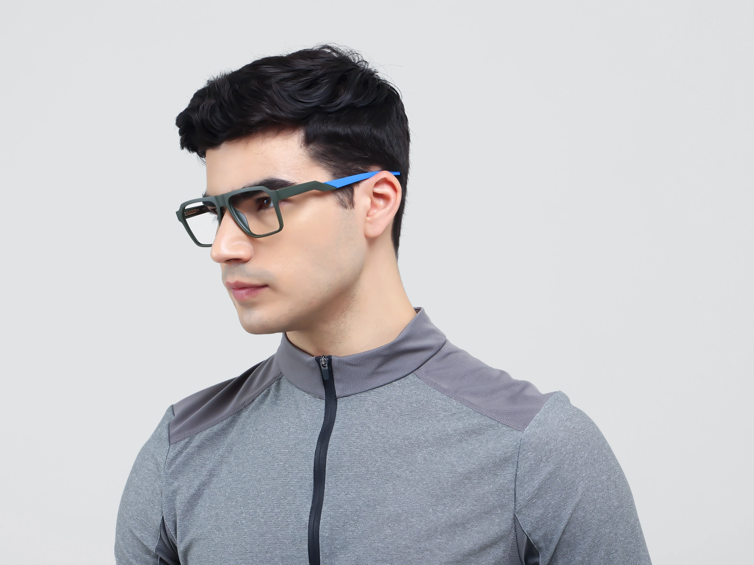 Hunter Green Flattop Square Sports Glasses-2