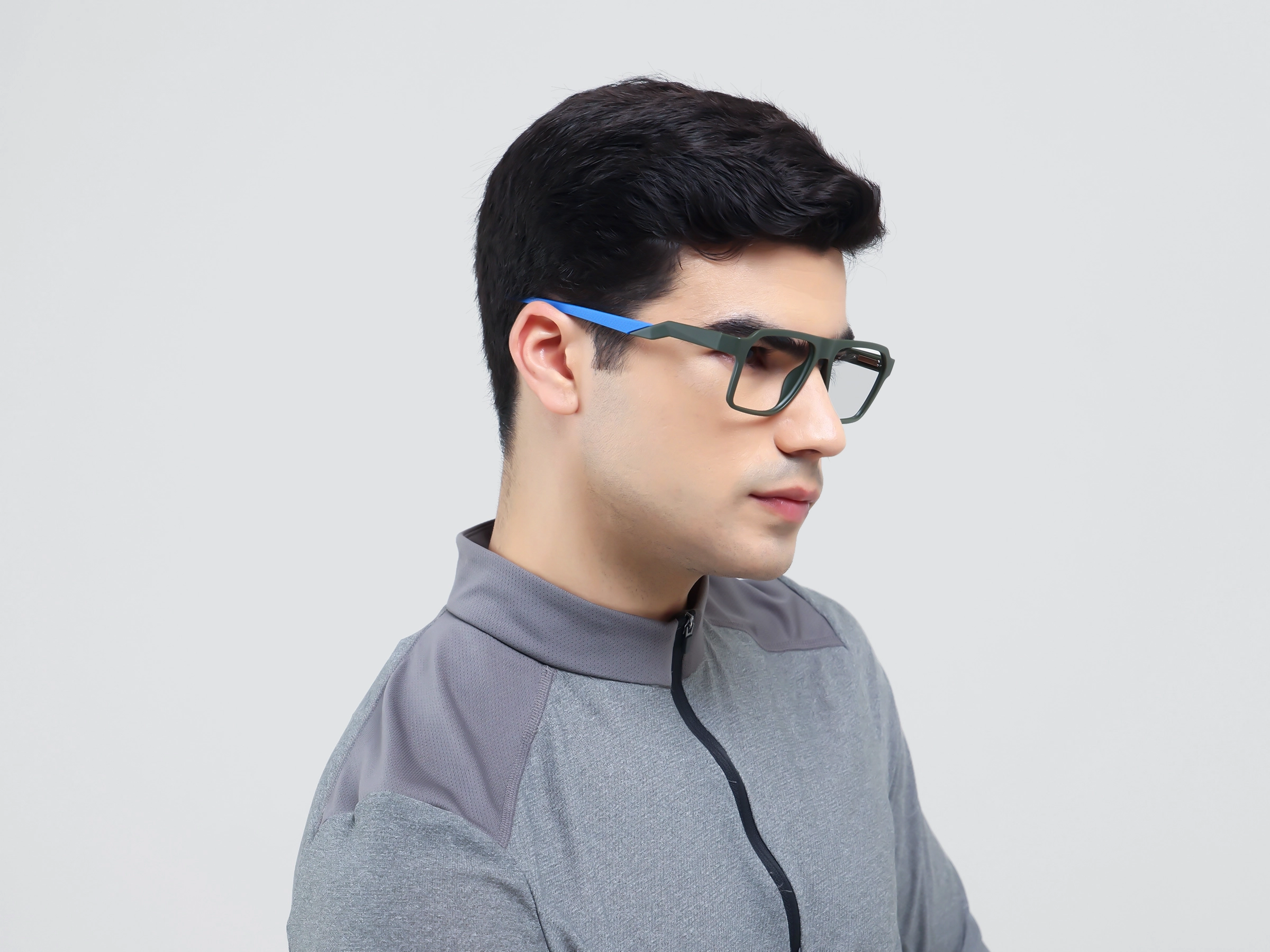 Hunter Green Flattop Square Sports Glasses-3