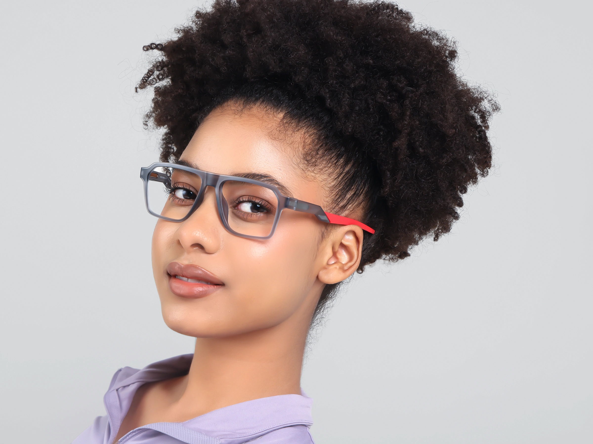Translucent Grey Flattop Square Sports Glasses-12