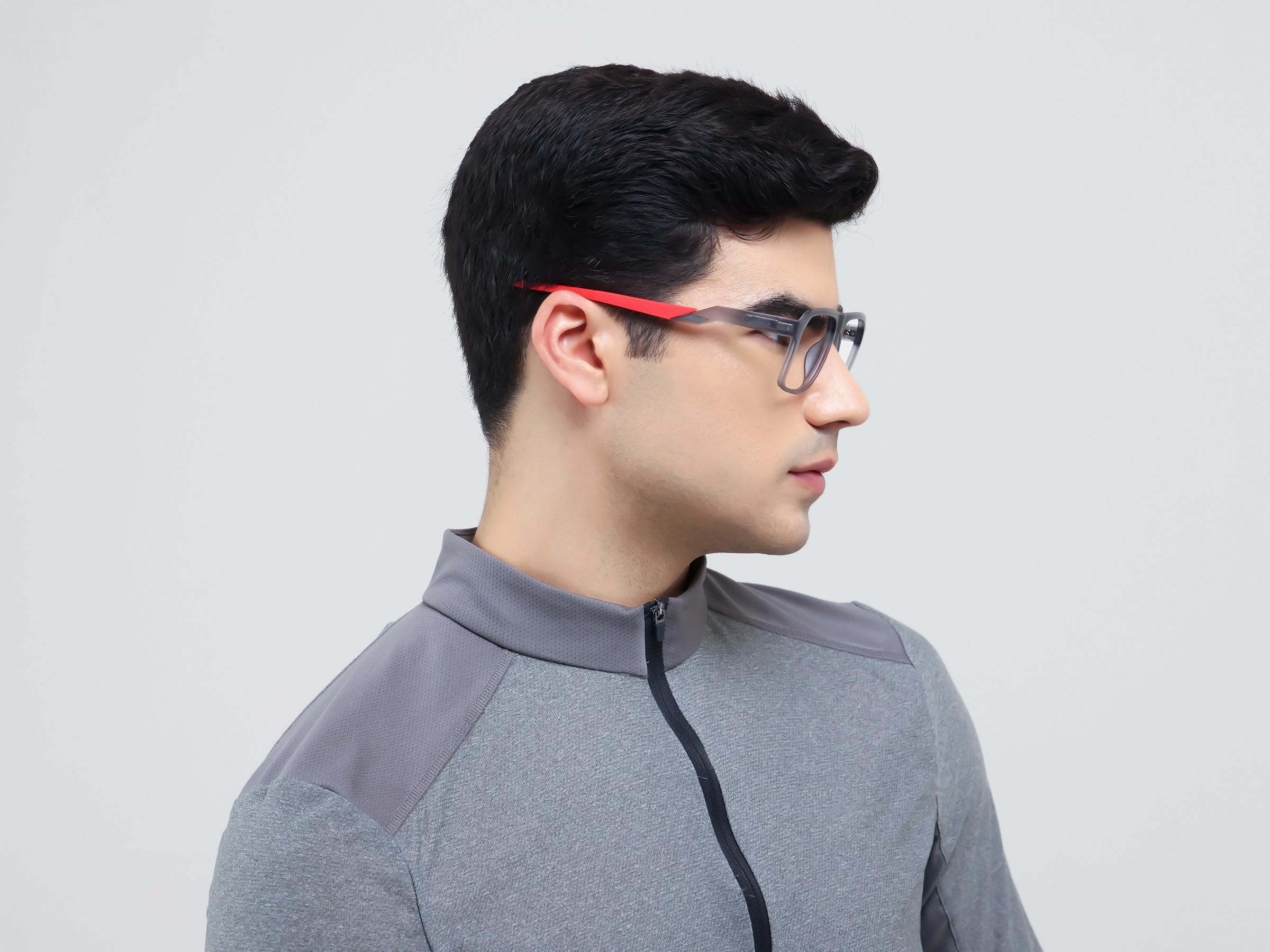 Translucent Grey Flattop Square Sports Glasses-2