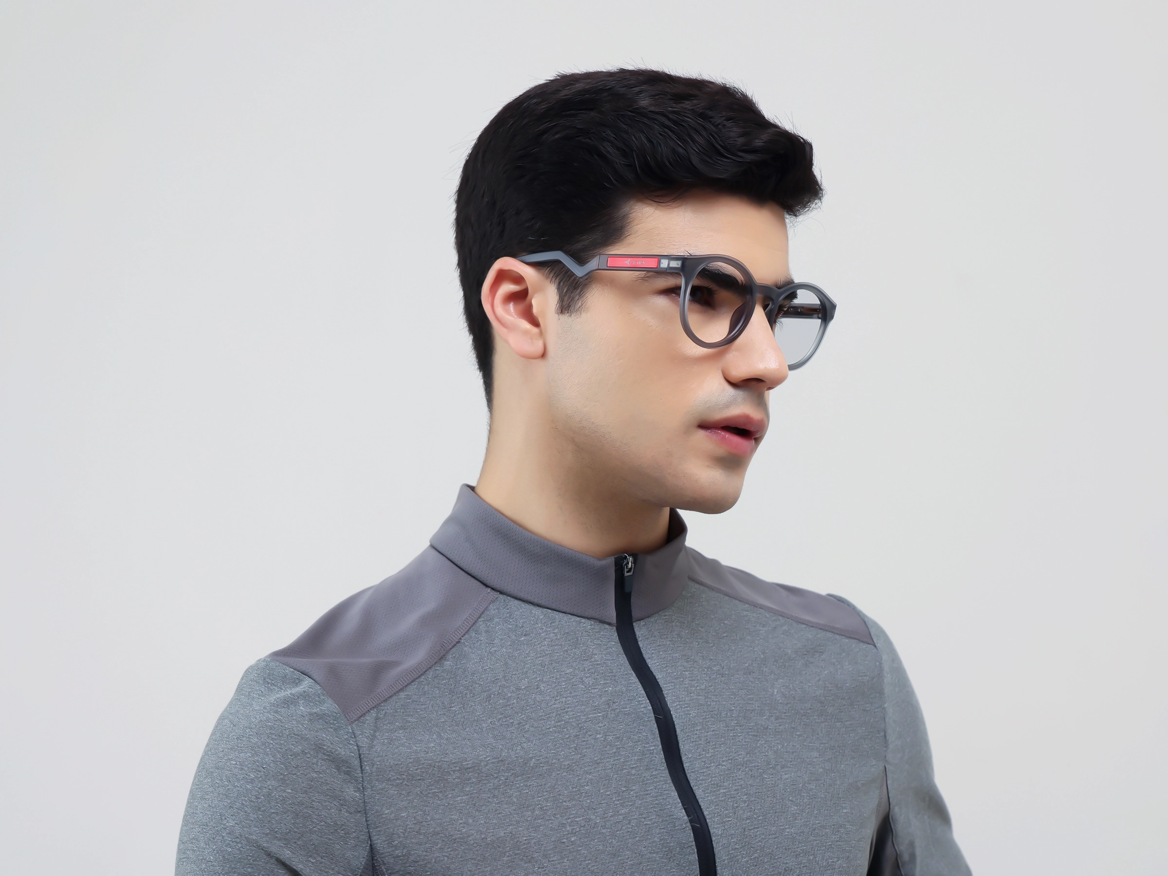 Translucent Grey Round Sports Eyeglasses-2