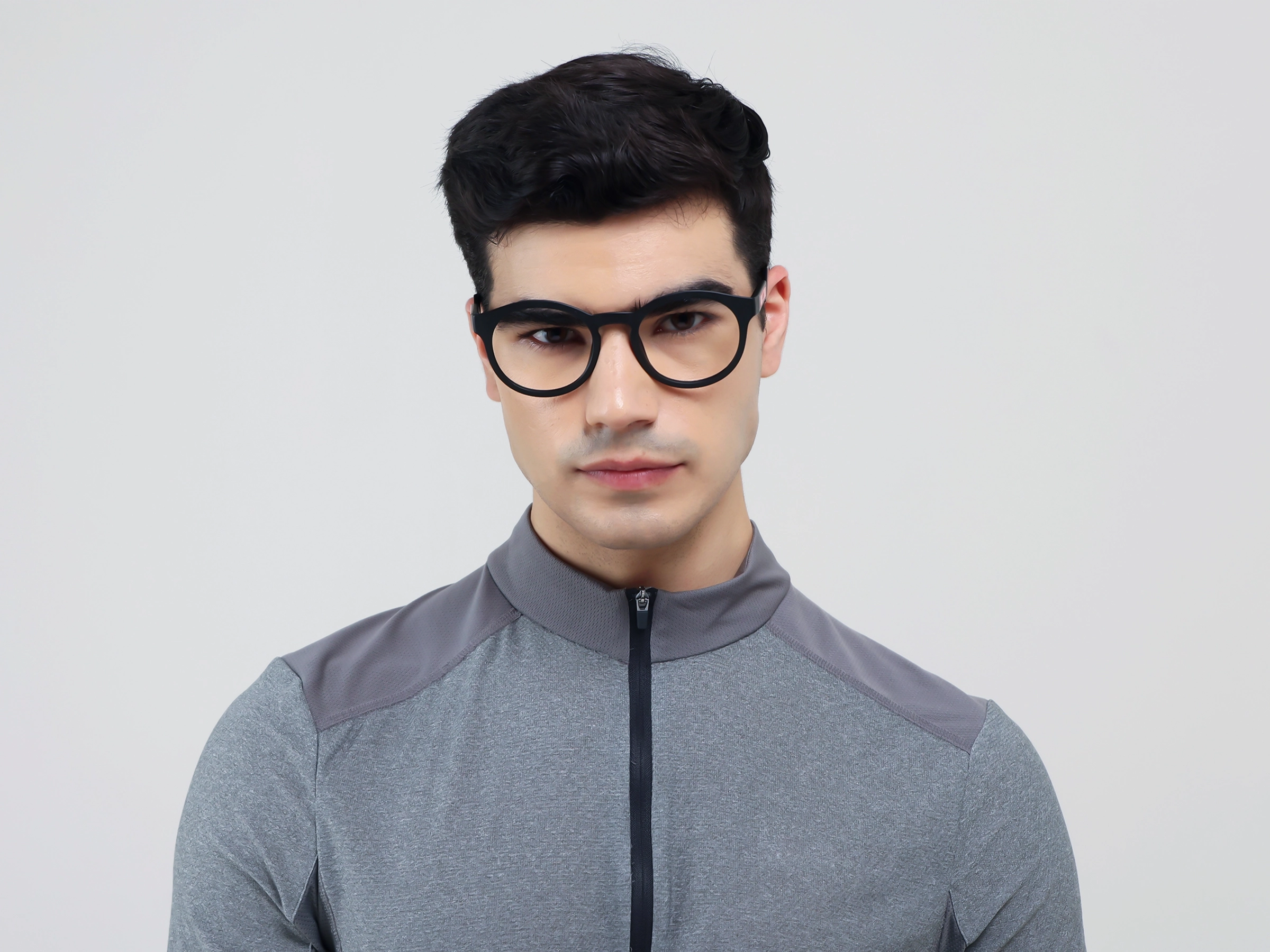 Large Black Sports Round Fullrim Glasses-1