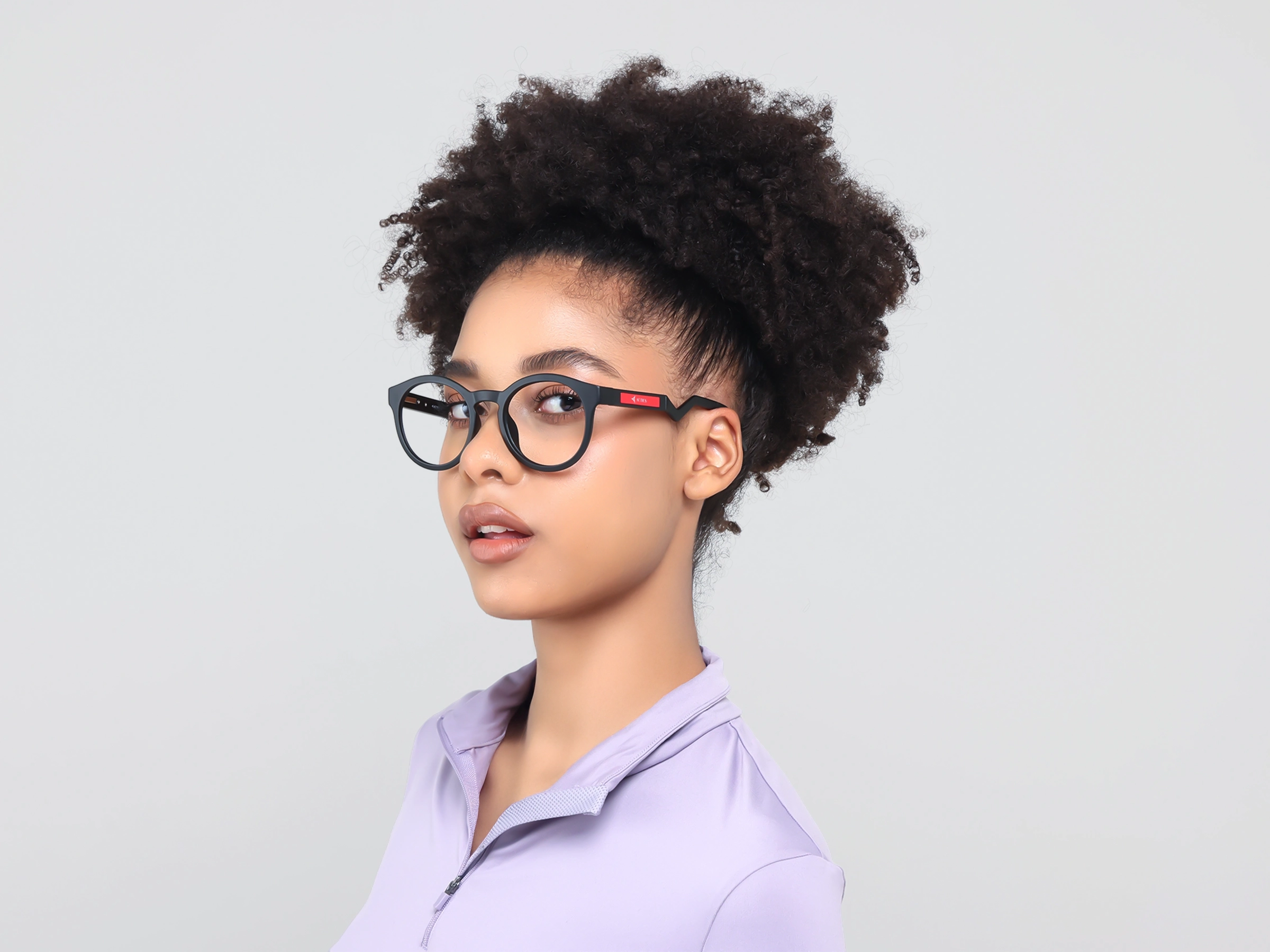 Large Black Sports Round Fullrim Glasses-13