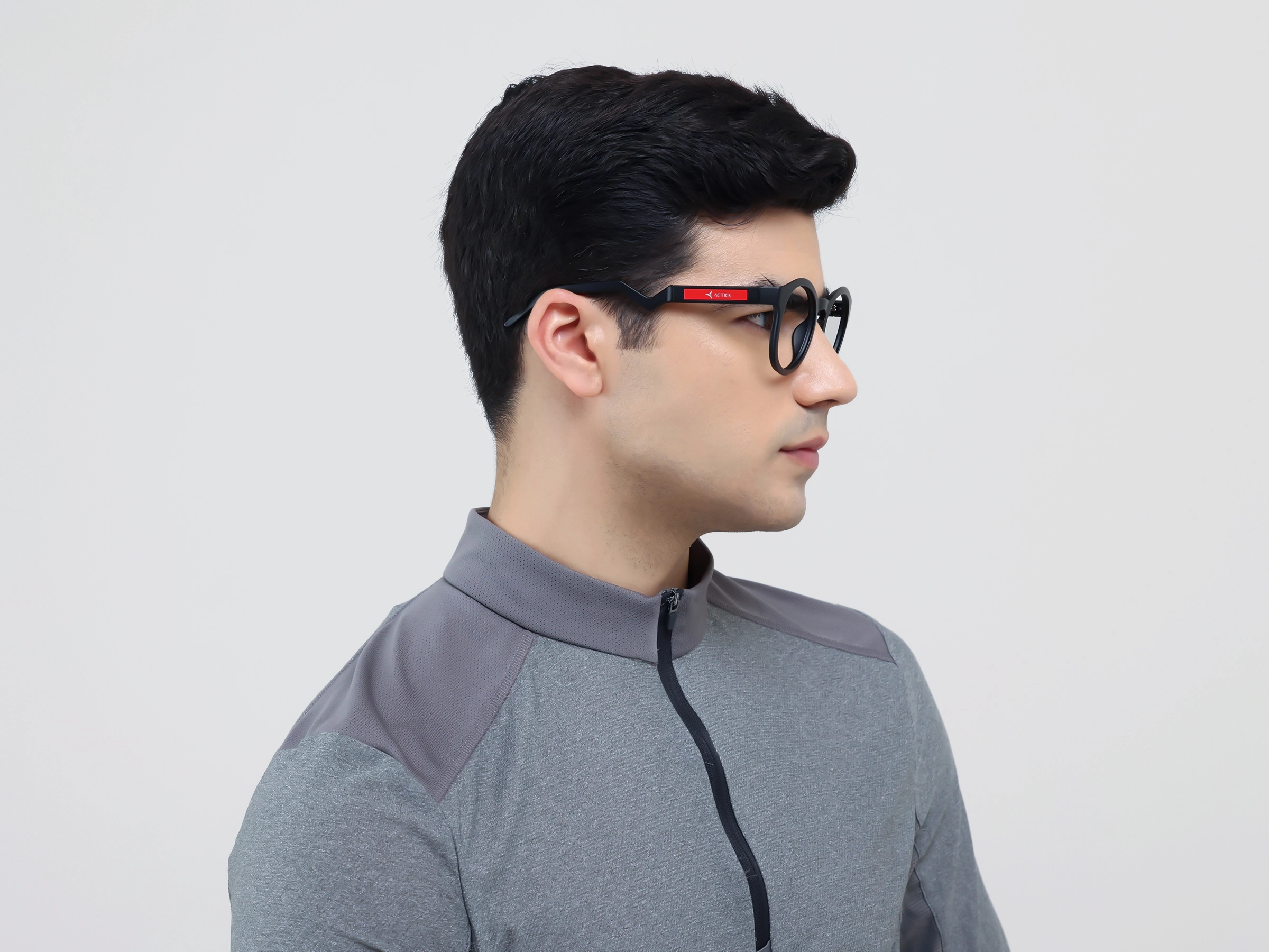Large Black Sports Round Fullrim Glasses-2