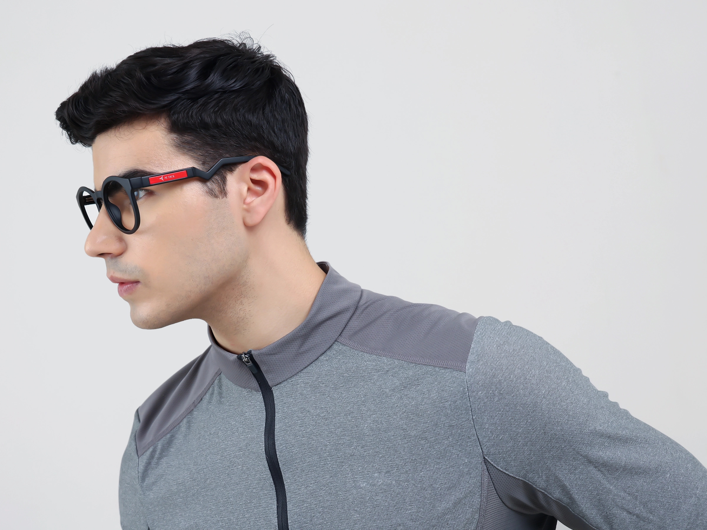 Large Black Sports Round Fullrim Glasses-3
