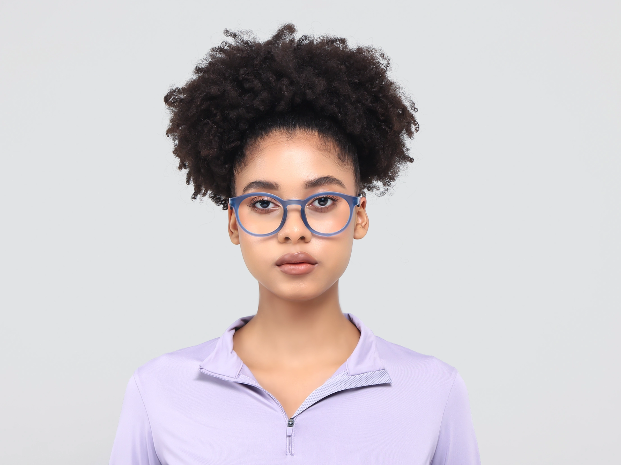 Sports Translucent Steel Blue Round Fullrim Glasses-11