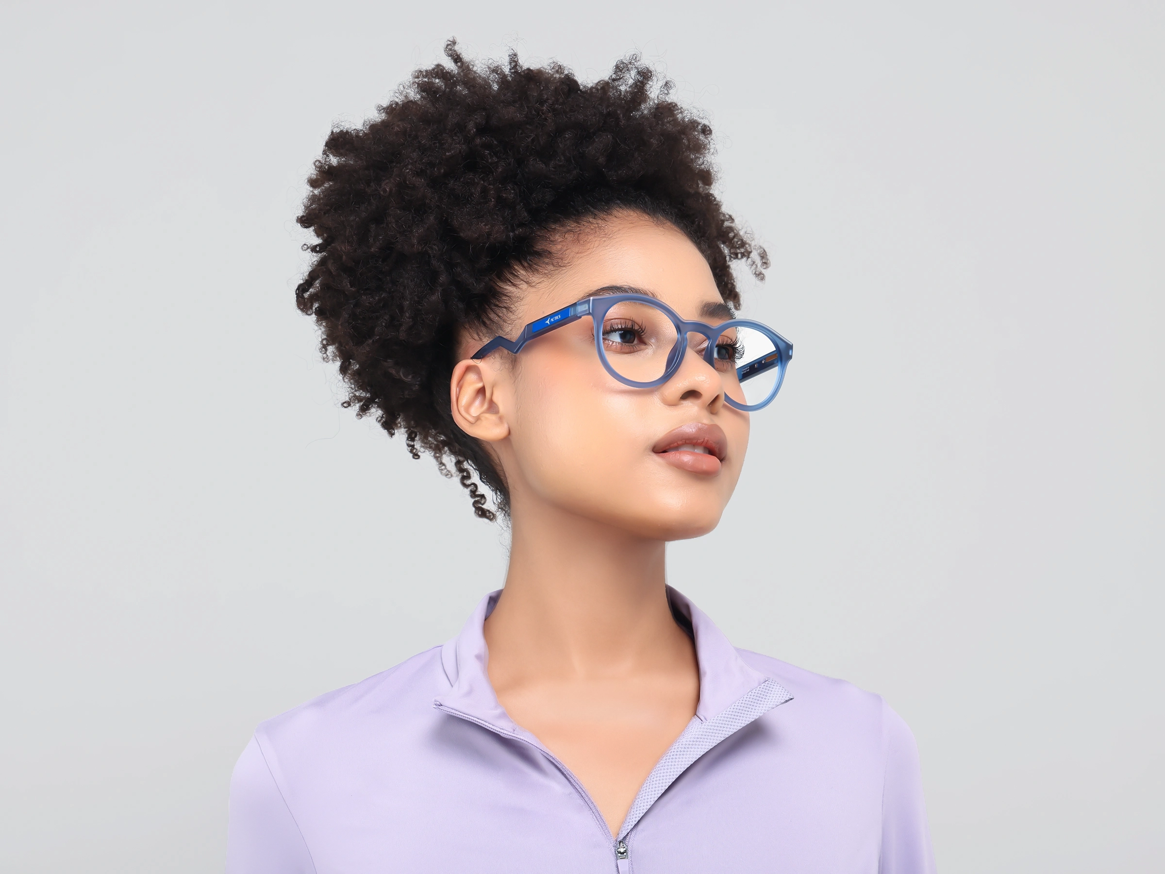 Sports Translucent Steel Blue Round Fullrim Glasses-12