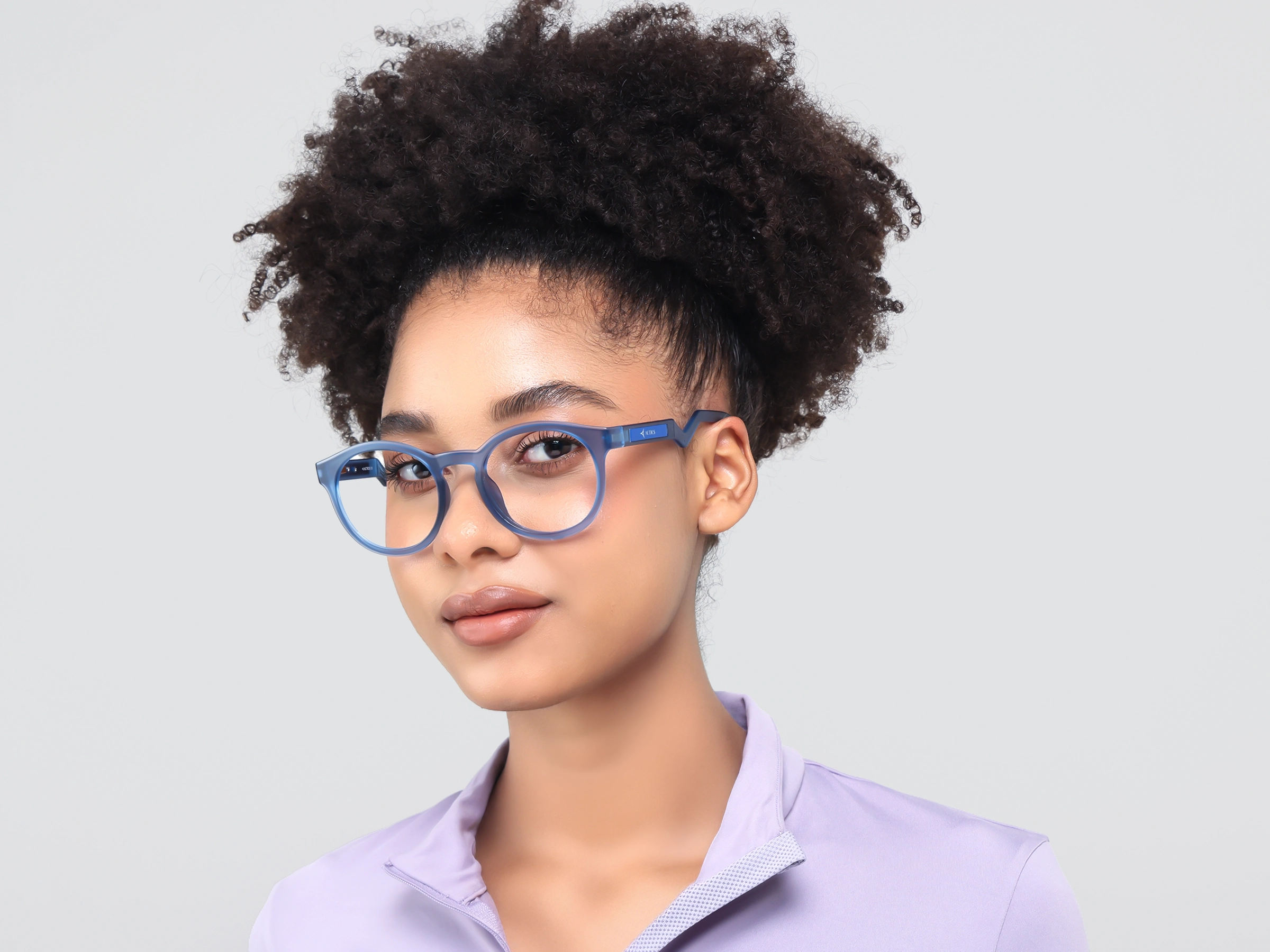 Sports Translucent Steel Blue Round Fullrim Glasses-13