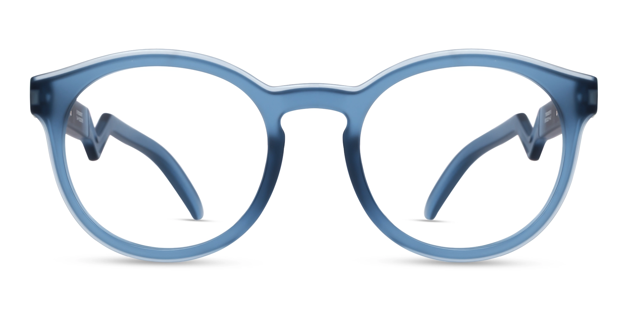 Sports Translucent Steel Blue Round Fullrim Glasses-1