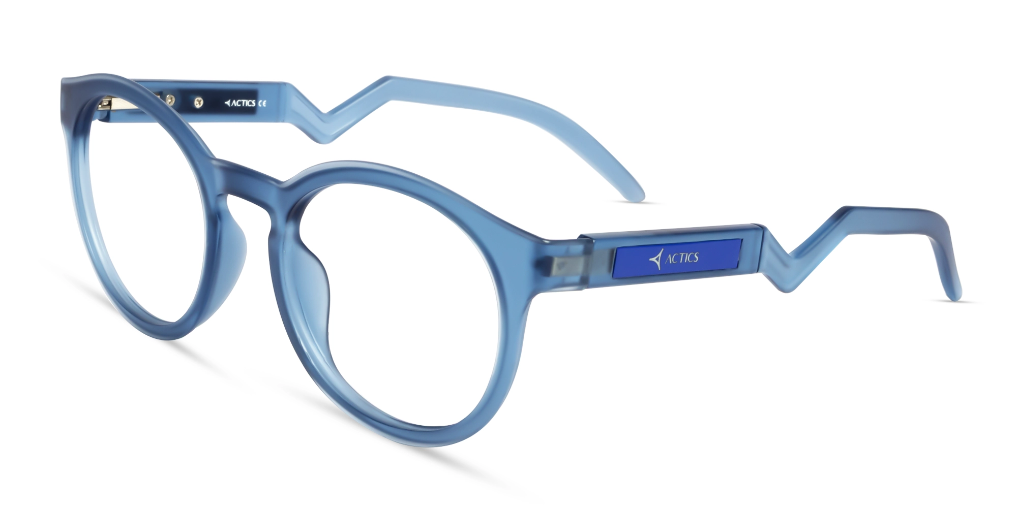 Sports Translucent Steel Blue Round Fullrim Glasses-3