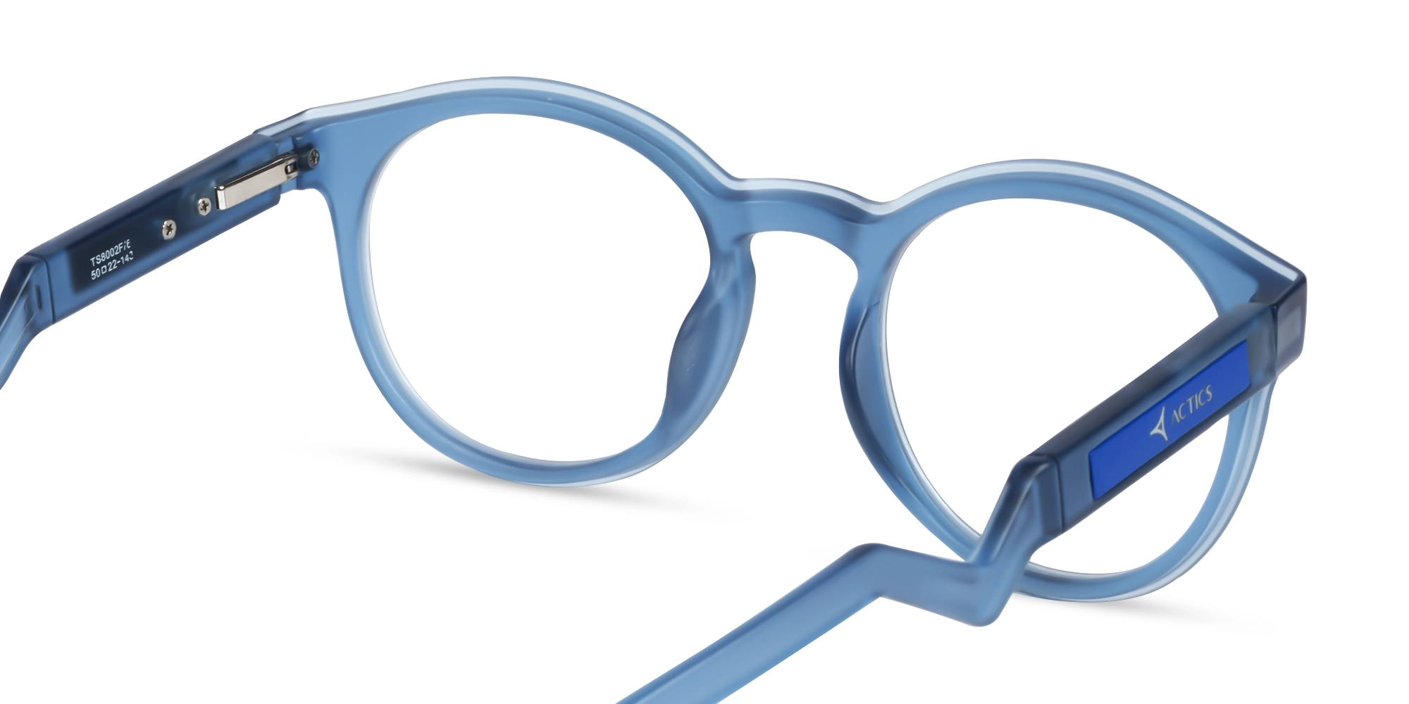 Sports Translucent Steel Blue Round Fullrim Glasses-5
