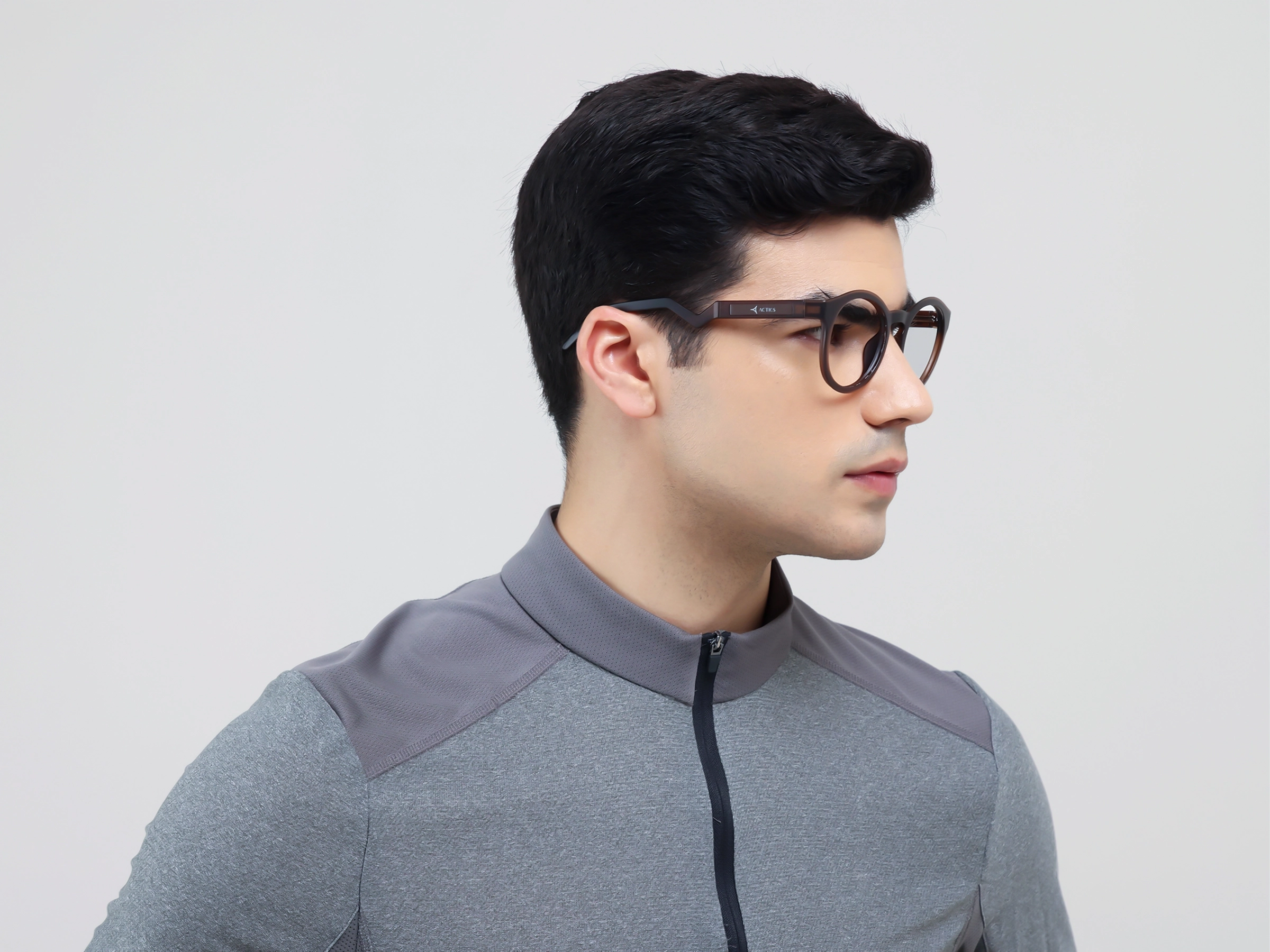 Translucent Brown Round Athletic Eyeglasses-2