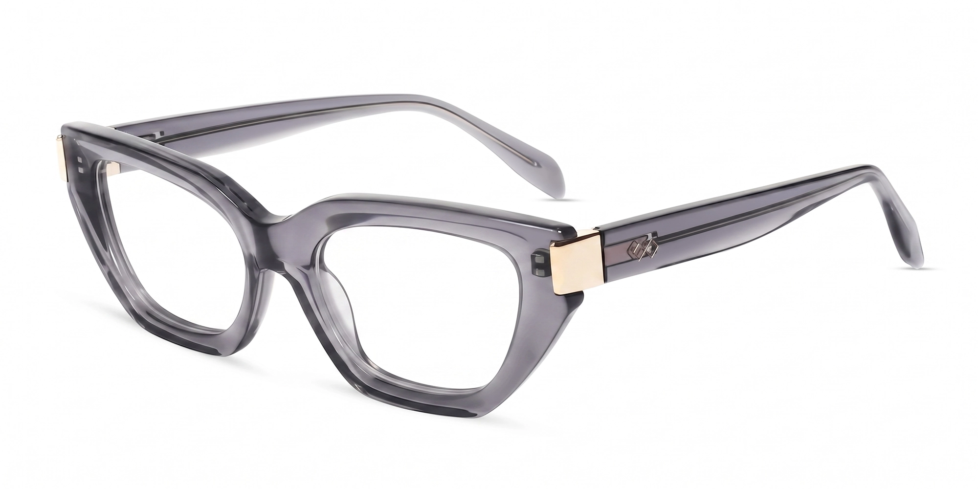 Crystal Grey Funky Cat Eye Geometric Glasses-3 Crystal Grey Funky Cat Eye Geometric Glasses-3