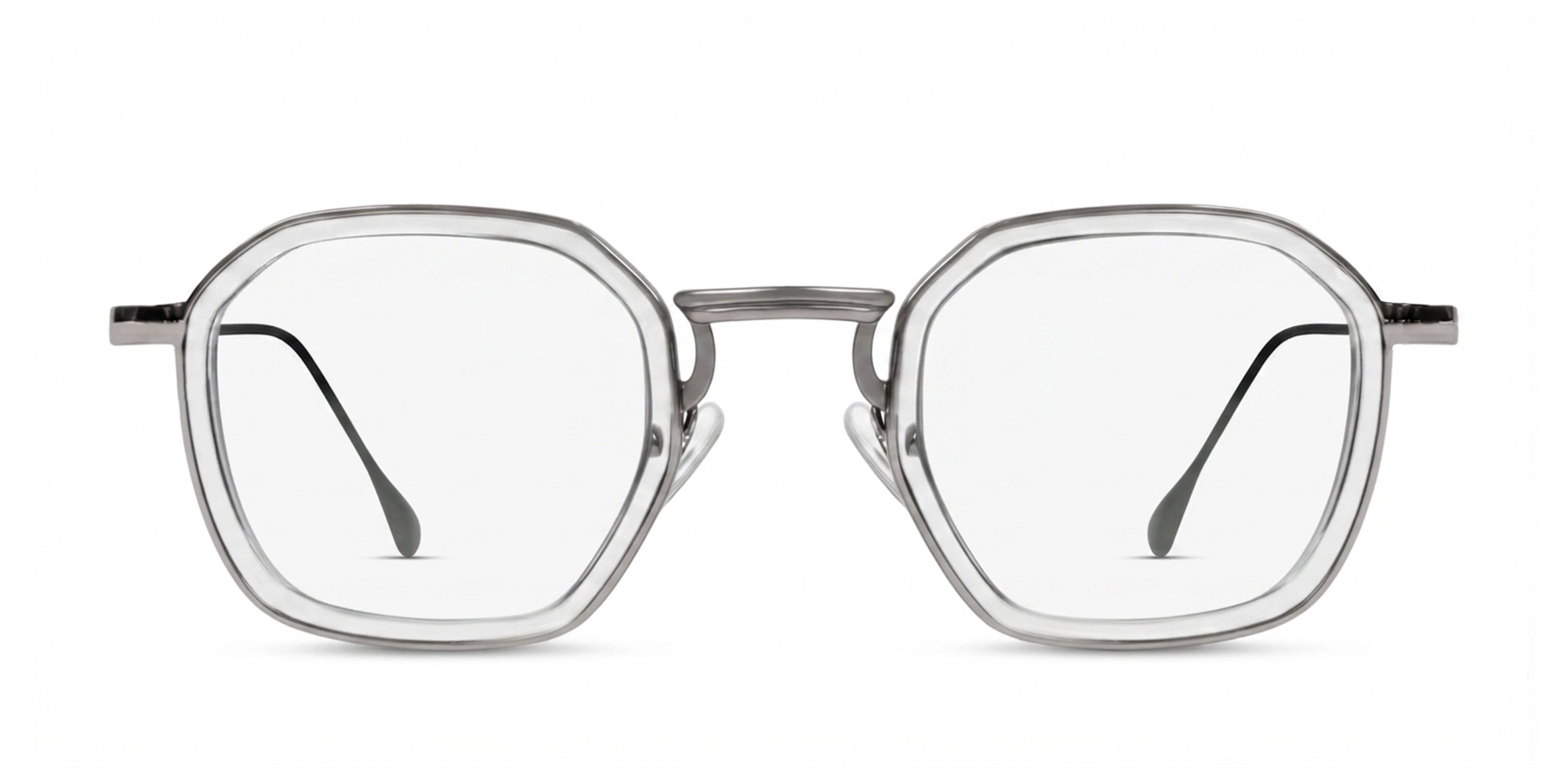 Silver Metal Geometric Keyhole Glasses-1 Silver Metal Geometric Keyhole Glasses-1