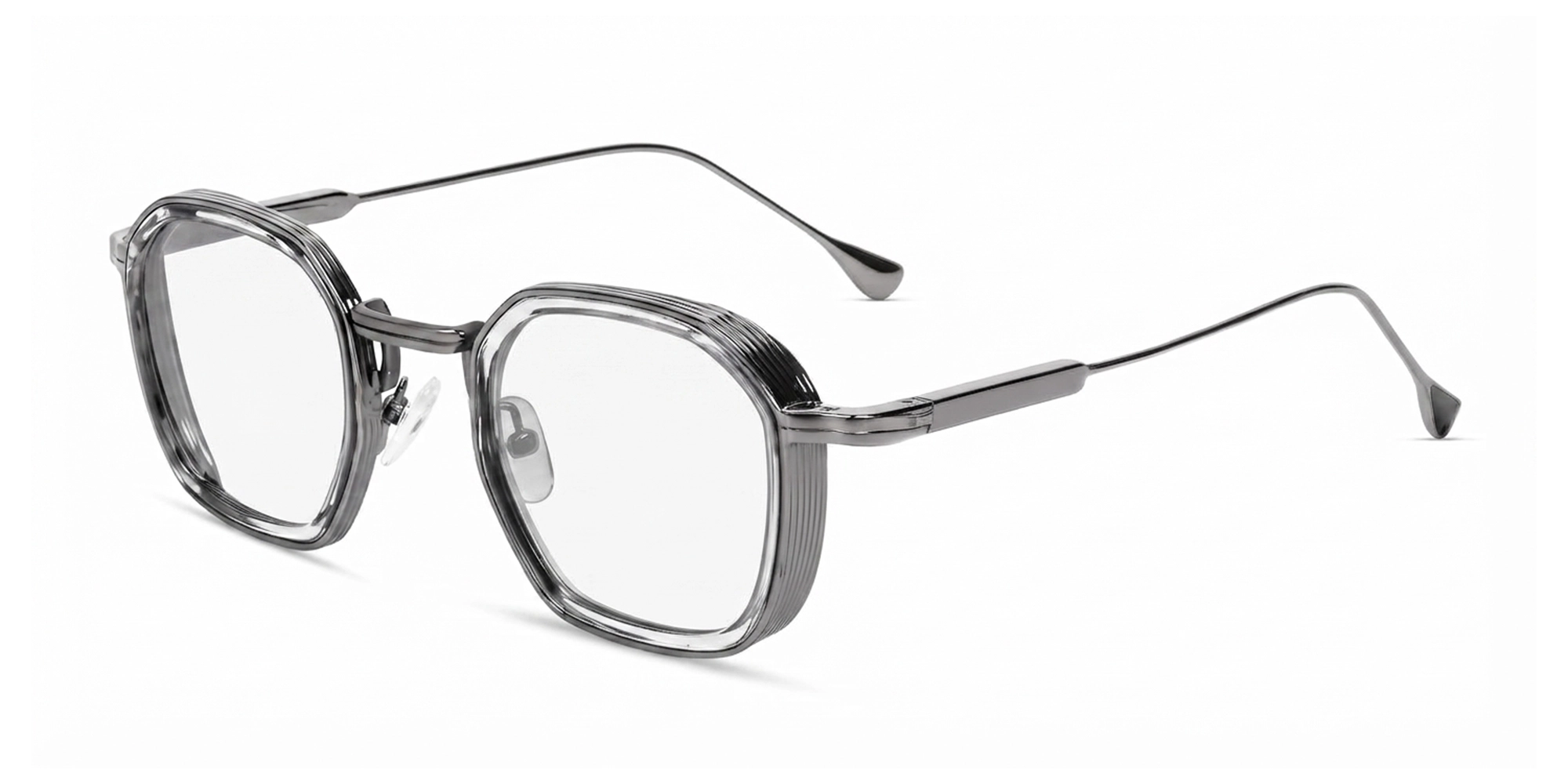Silver Metal Geometric Keyhole Glasses-3 Silver Metal Geometric Keyhole Glasses-3