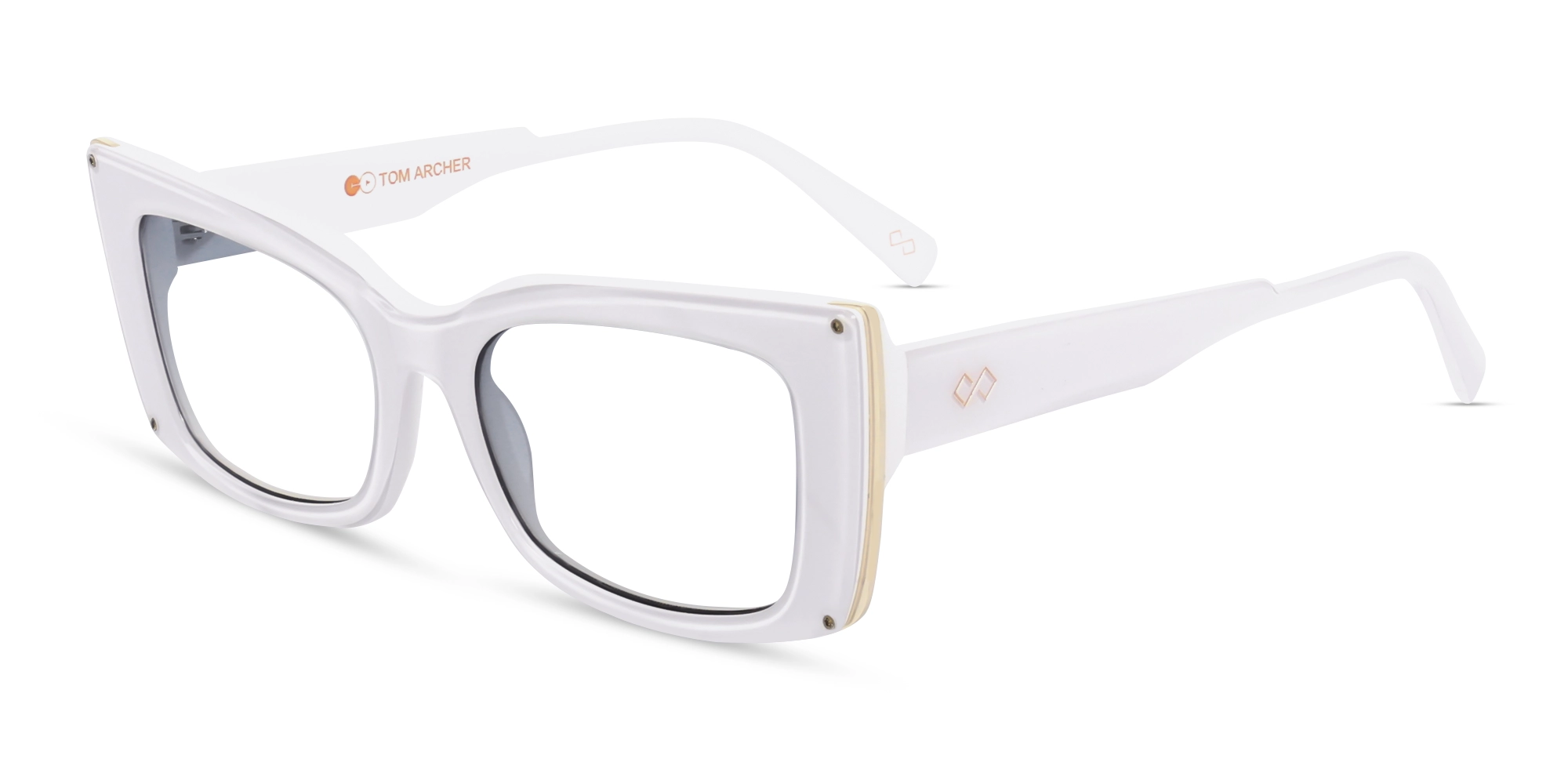 White Full Rim Cat Eye Rectangular Glasses-3 White Full Rim Cat Eye Rectangular Glasses-3