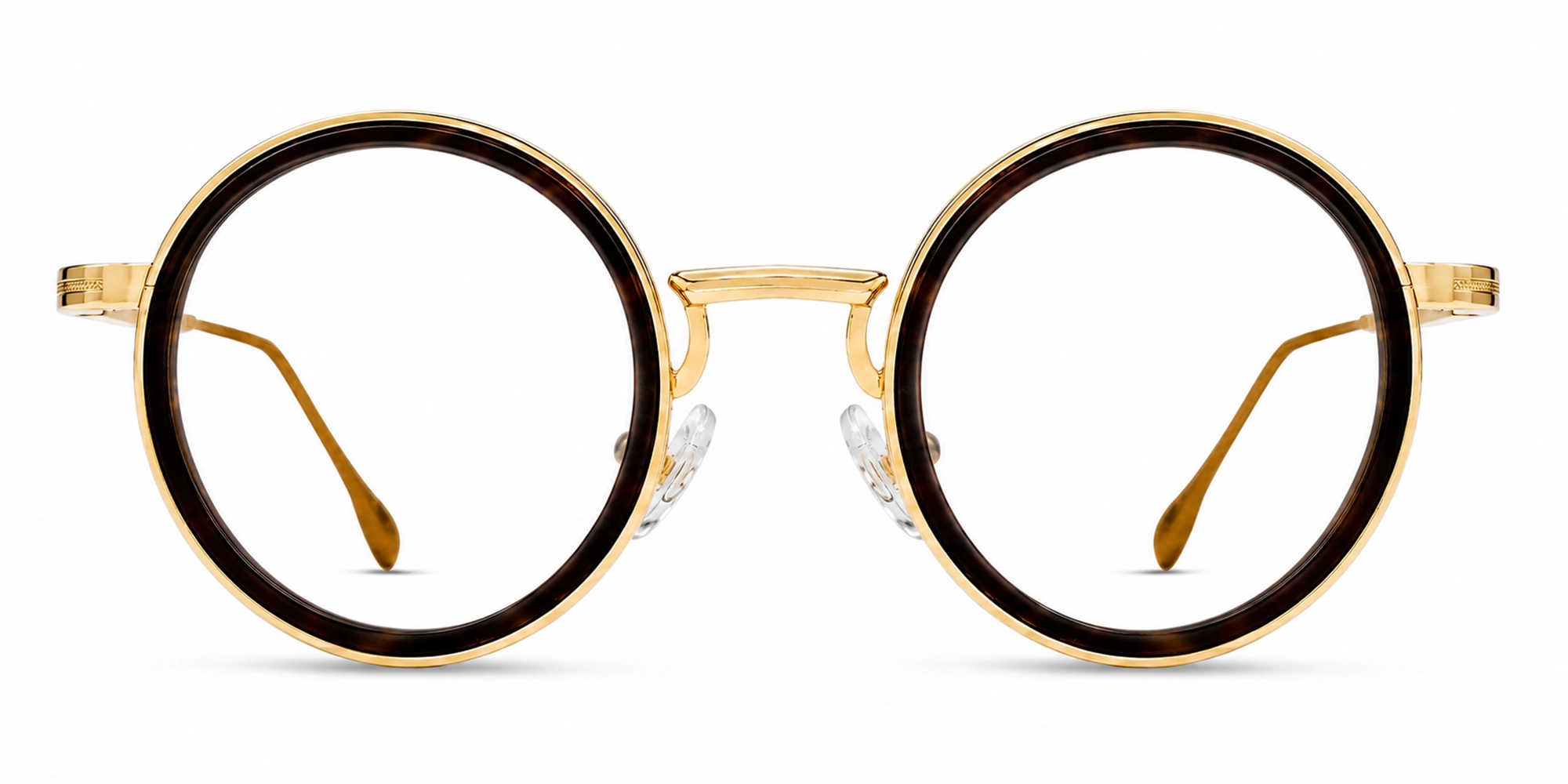 Gold Round Metal Keyhole Bridge Glasses-1 Gold Round Metal Keyhole Bridge Glasses-1