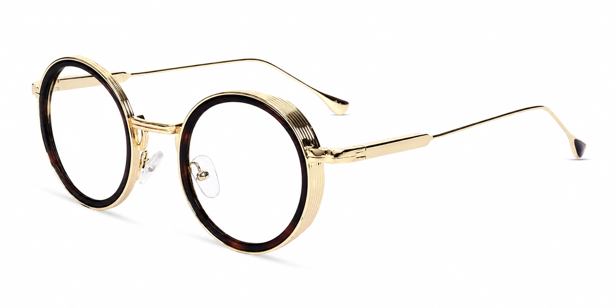 Gold Round Metal Keyhole Bridge Glasses-3 Gold Round Metal Keyhole Bridge Glasses-3
