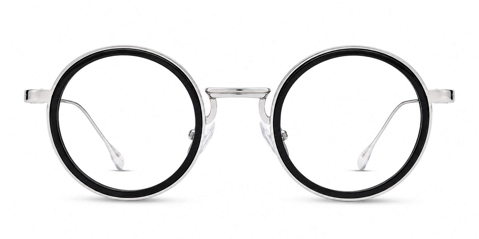 Silver & Green Round Keyhole Bridge Glasses-1