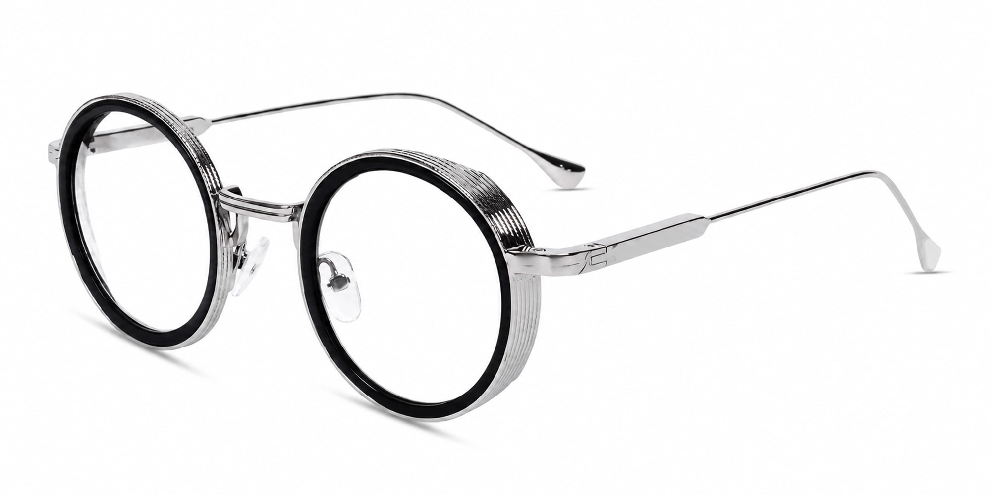Silver & Green Round Keyhole Bridge Glasses-3 Silver & Green Round Keyhole Bridge Glasses-3