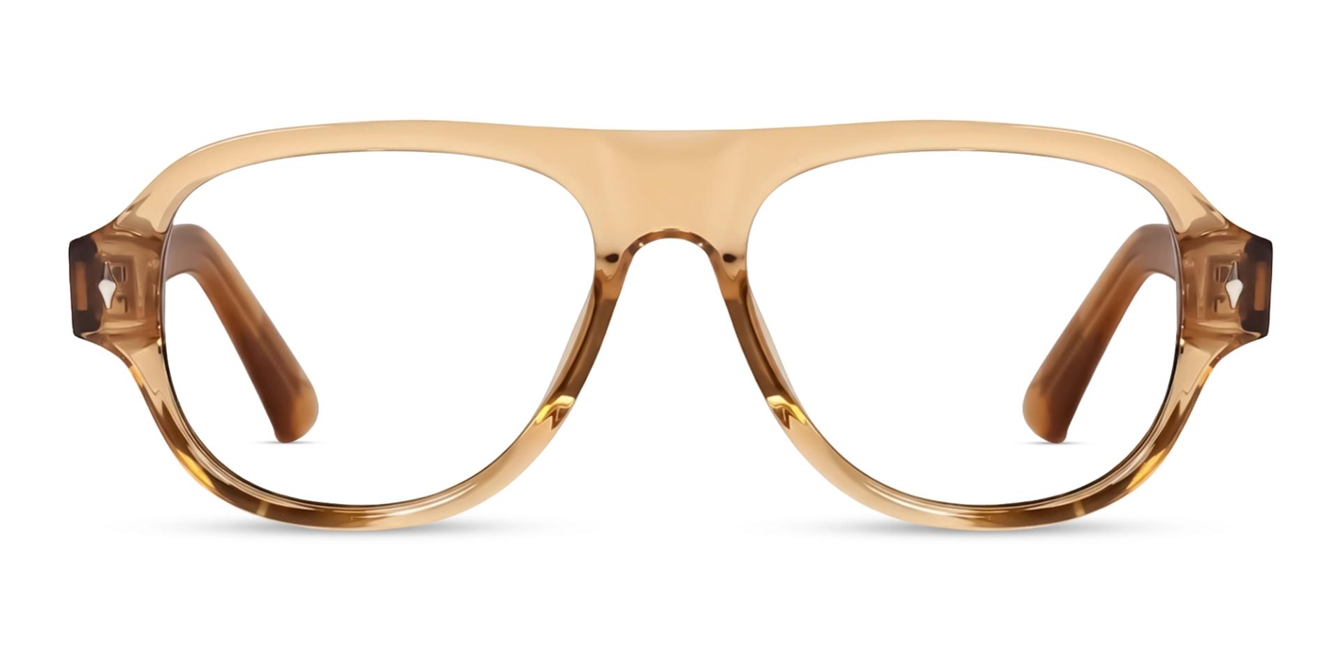 Crystal Orange Flat-Top Pilot Glasses-1
