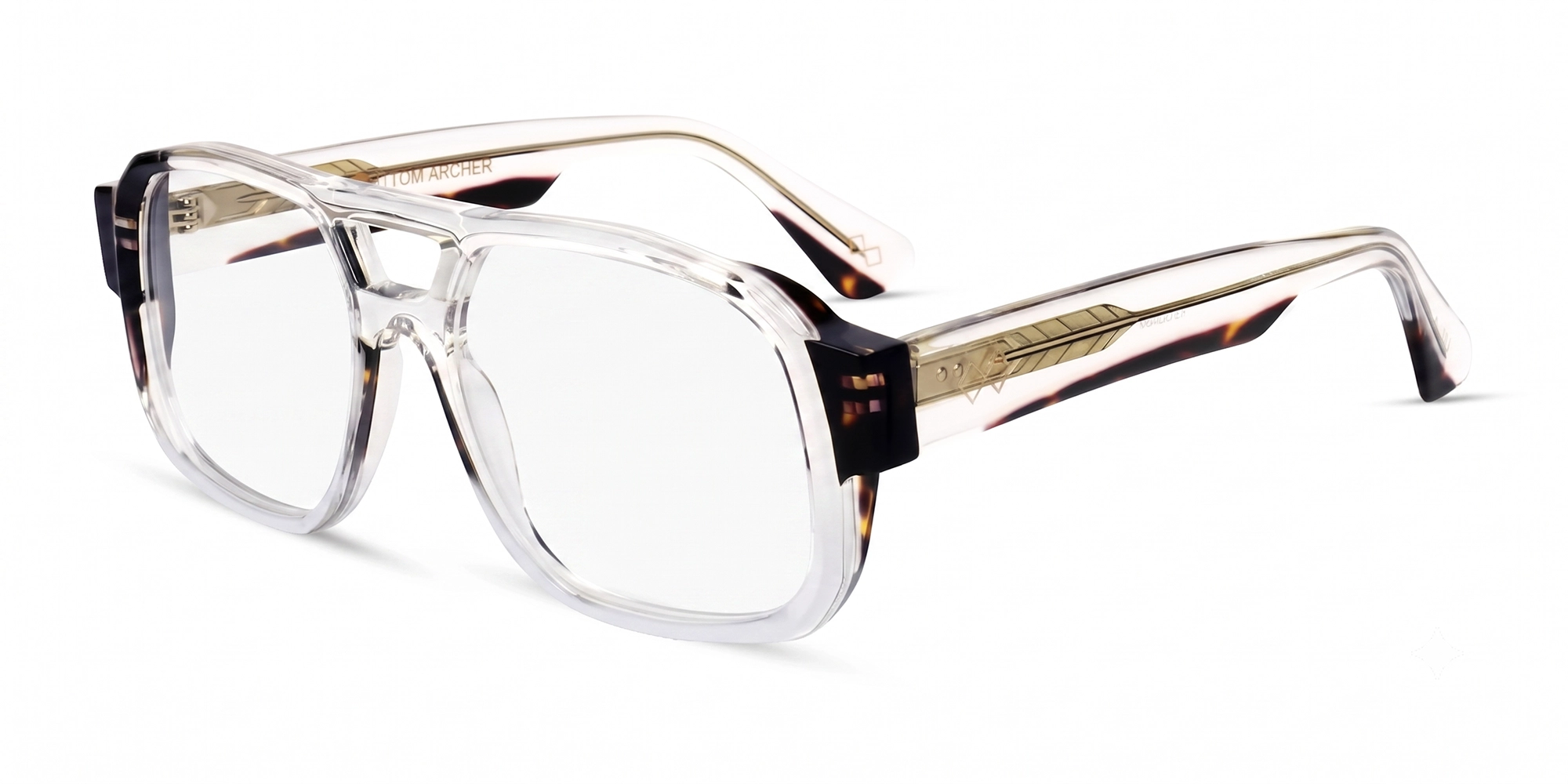 Crystal Clear & Tortoise Oversized Pilot Glasses-3