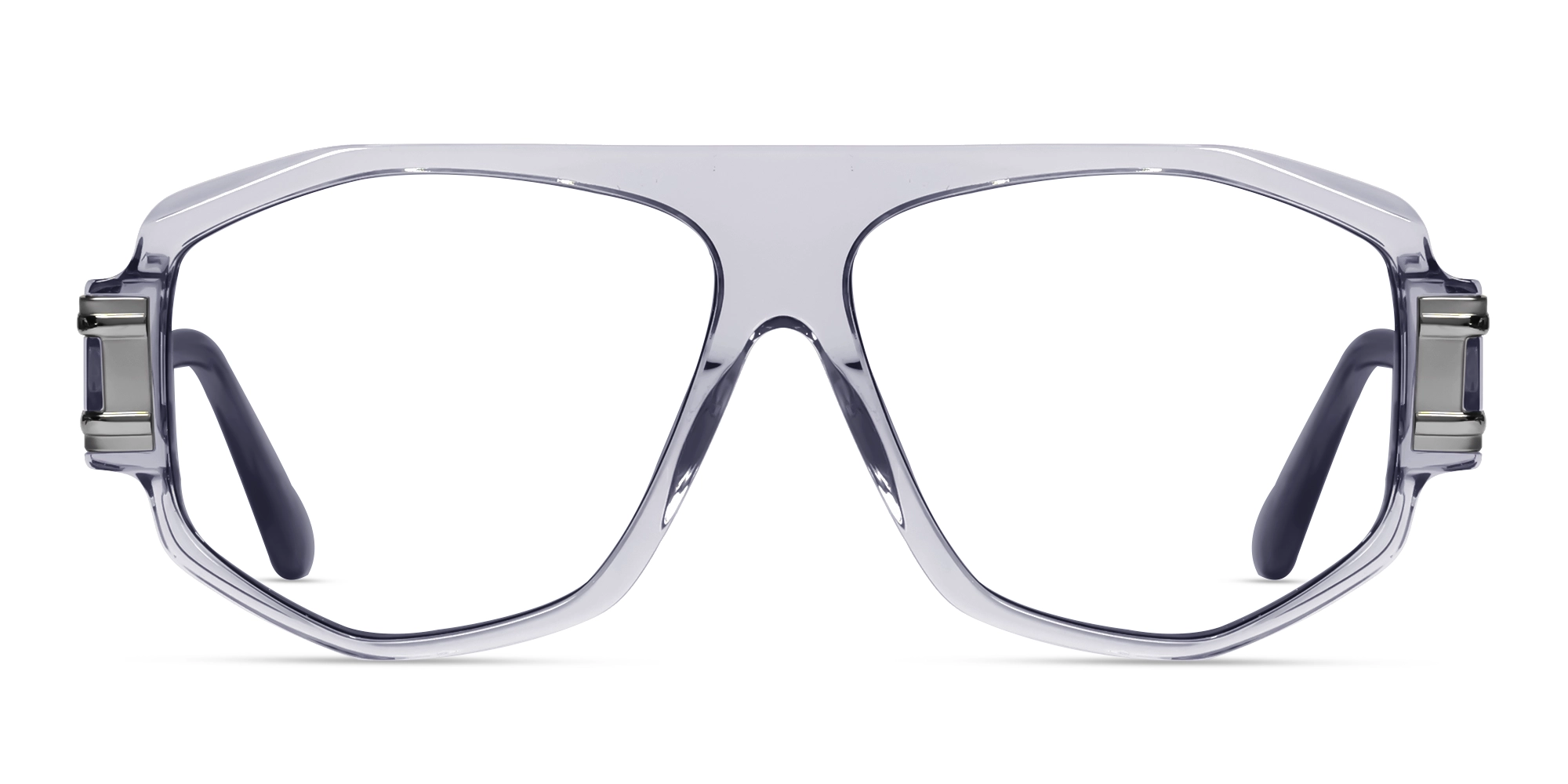 Crystal Grey Flat Top Geometric Glasses-1 Crystal Grey Flat Top Geometric Glasses-1