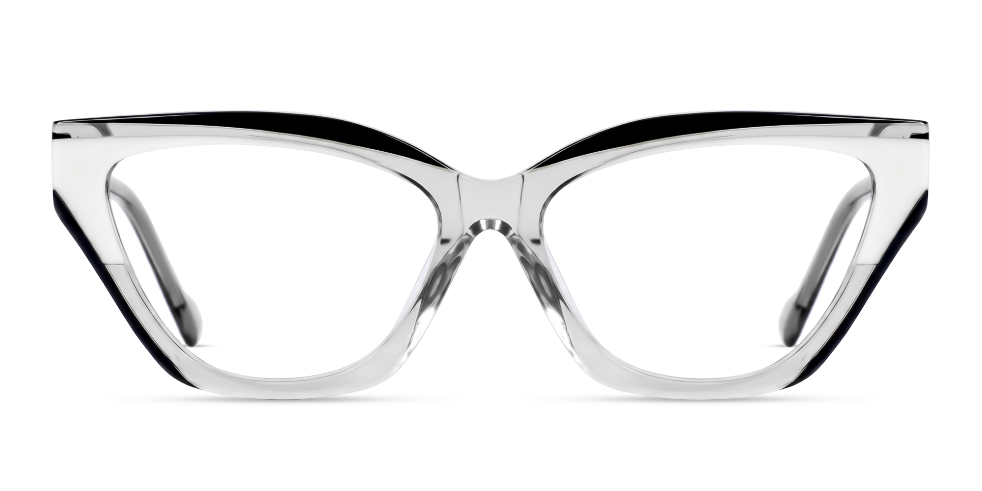 Crystal Black & White Cat Eye Glasses For Women-1