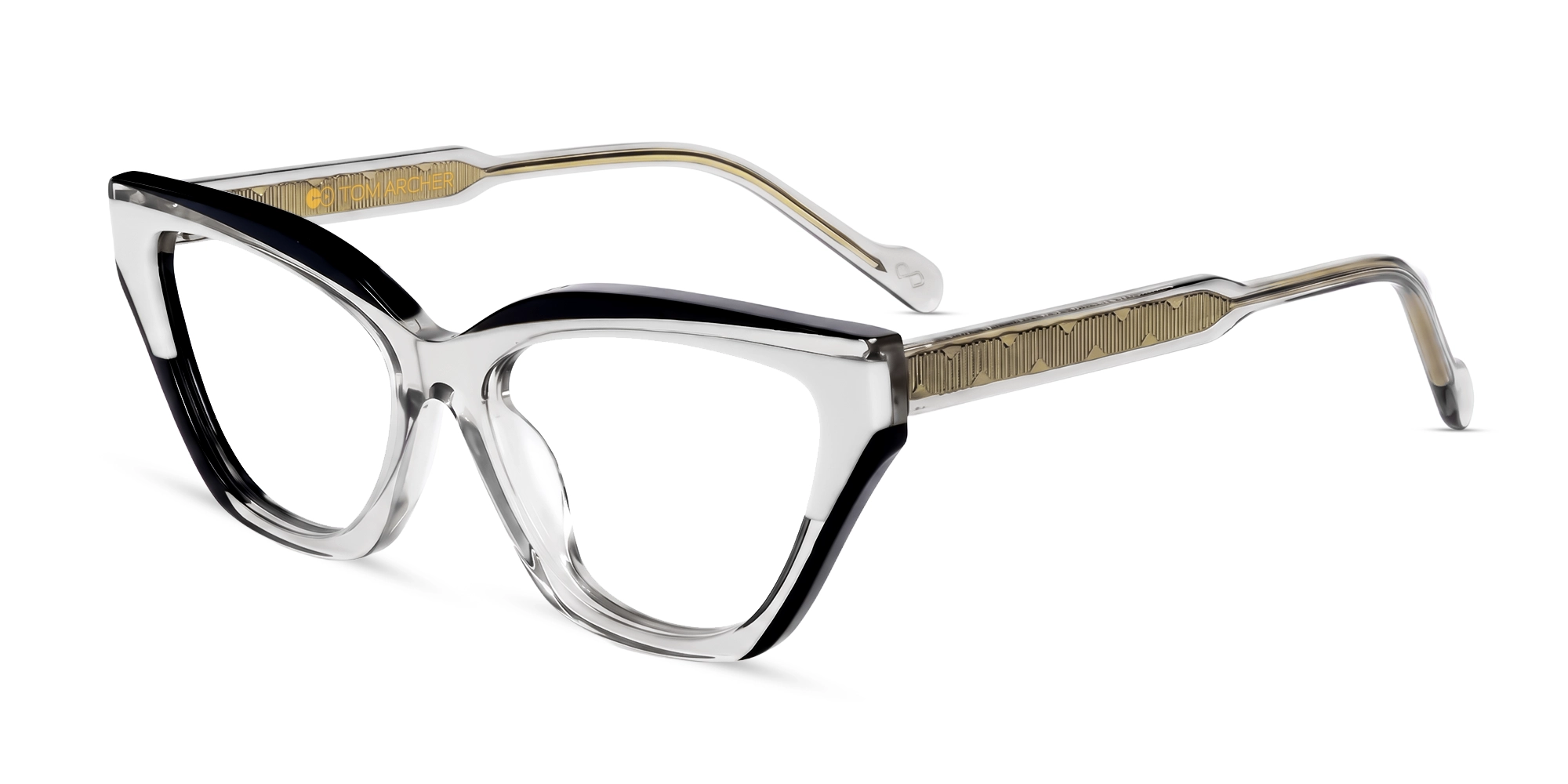Crystal Black & White Cat Eye Glasses For Women-3