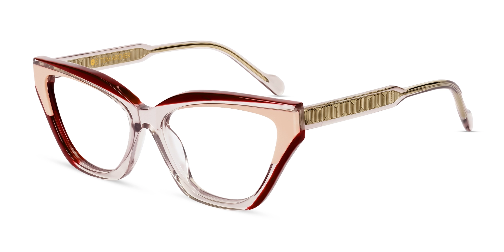 Crystal Red & Peach Cat Eye Glasses For Women-3 Crystal Red & Peach Cat Eye Glasses For Women-3