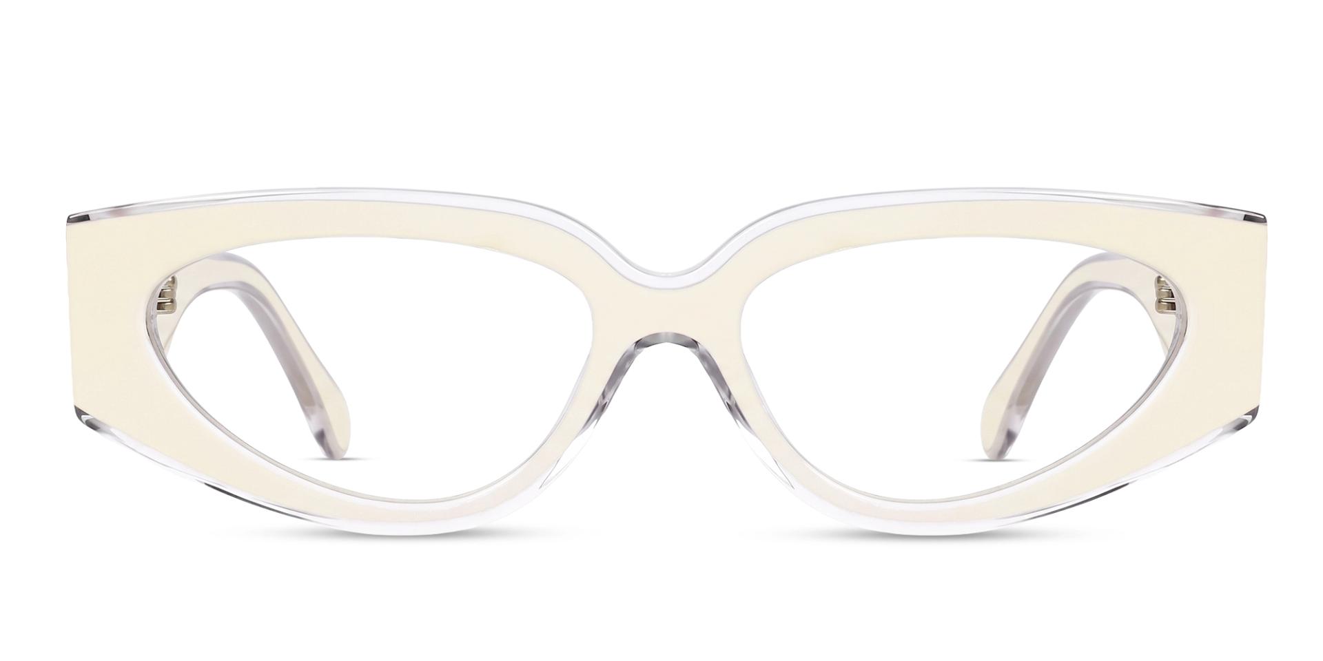Creme White Cat-eye Acetate Glasses For Women-1