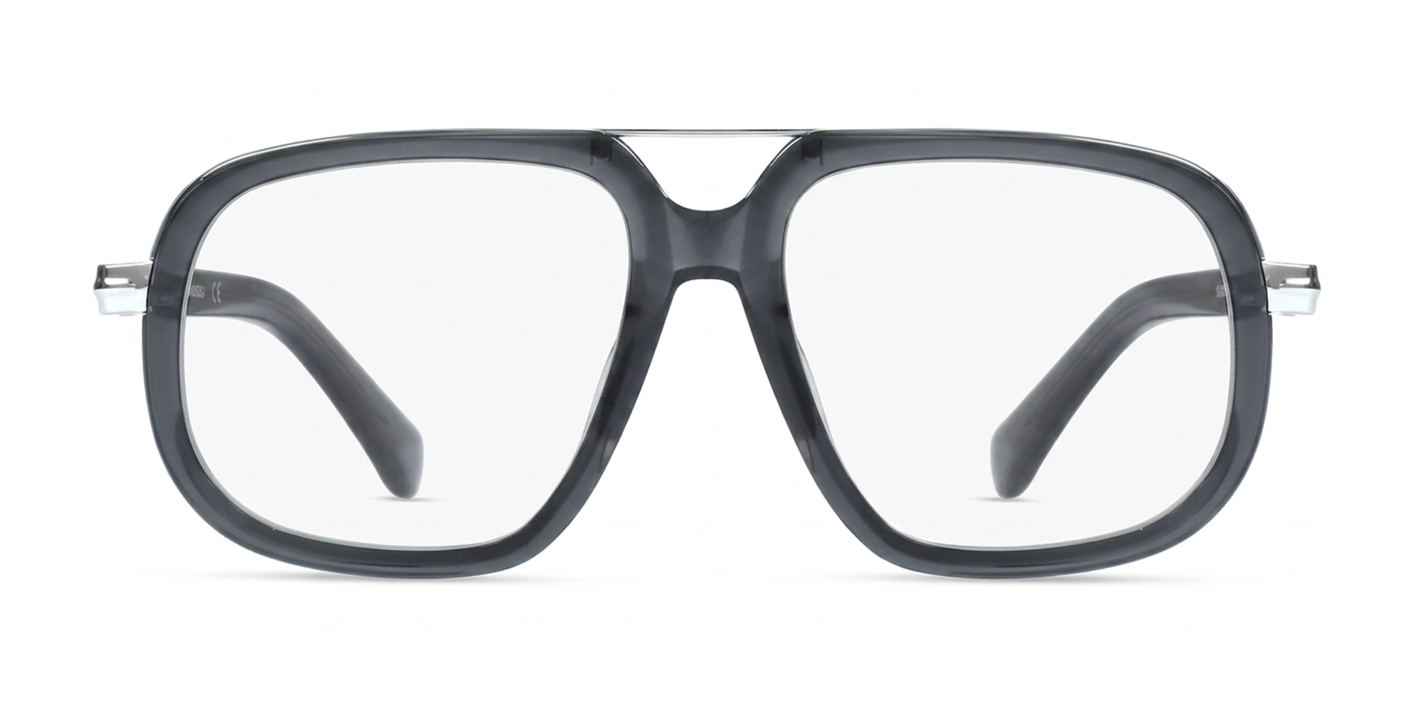 Crystal Grey Square Pilot Double Bridge Glasses-1 Crystal Grey Square Pilot Double Bridge Glasses-1