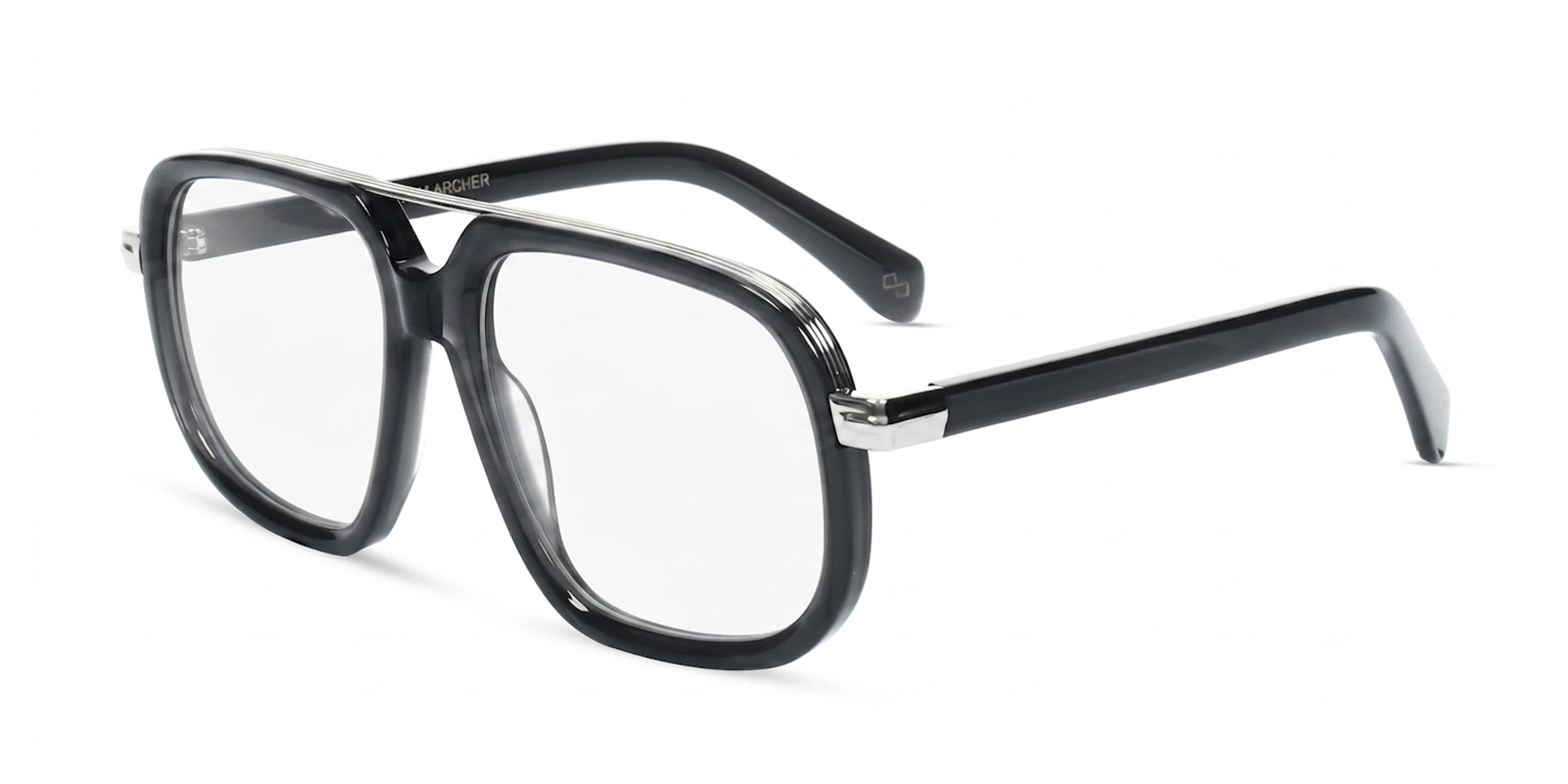 Crystal Grey Square Pilot Double Bridge Glasses-3 Crystal Grey Square Pilot Double Bridge Glasses-3