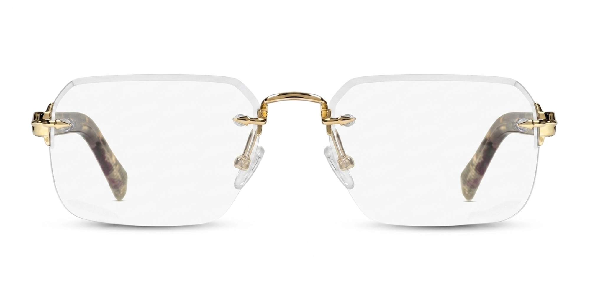 Gold & Tortoise Rimless Rectangular Glasses-1 Gold & Tortoise Rimless Rectangular Glasses-1