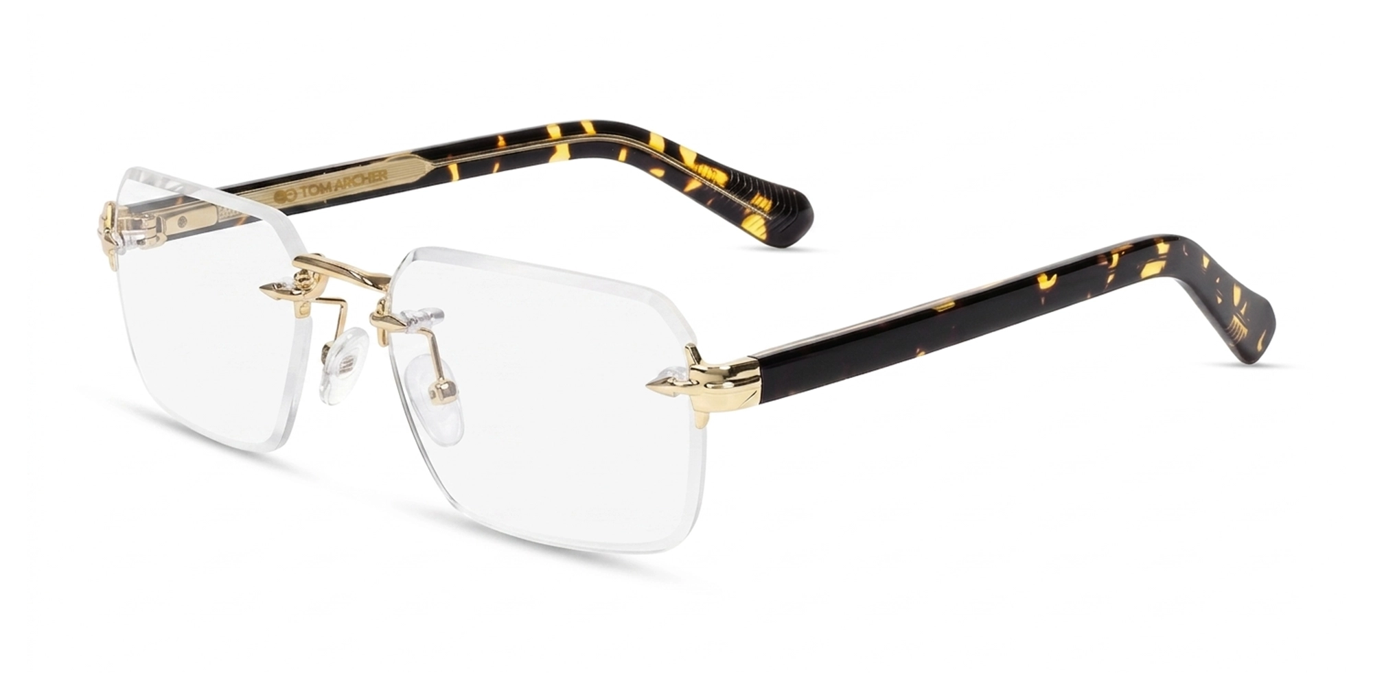 Gold & Tortoise Rimless Rectangular Glasses-3 Gold & Tortoise Rimless Rectangular Glasses-3