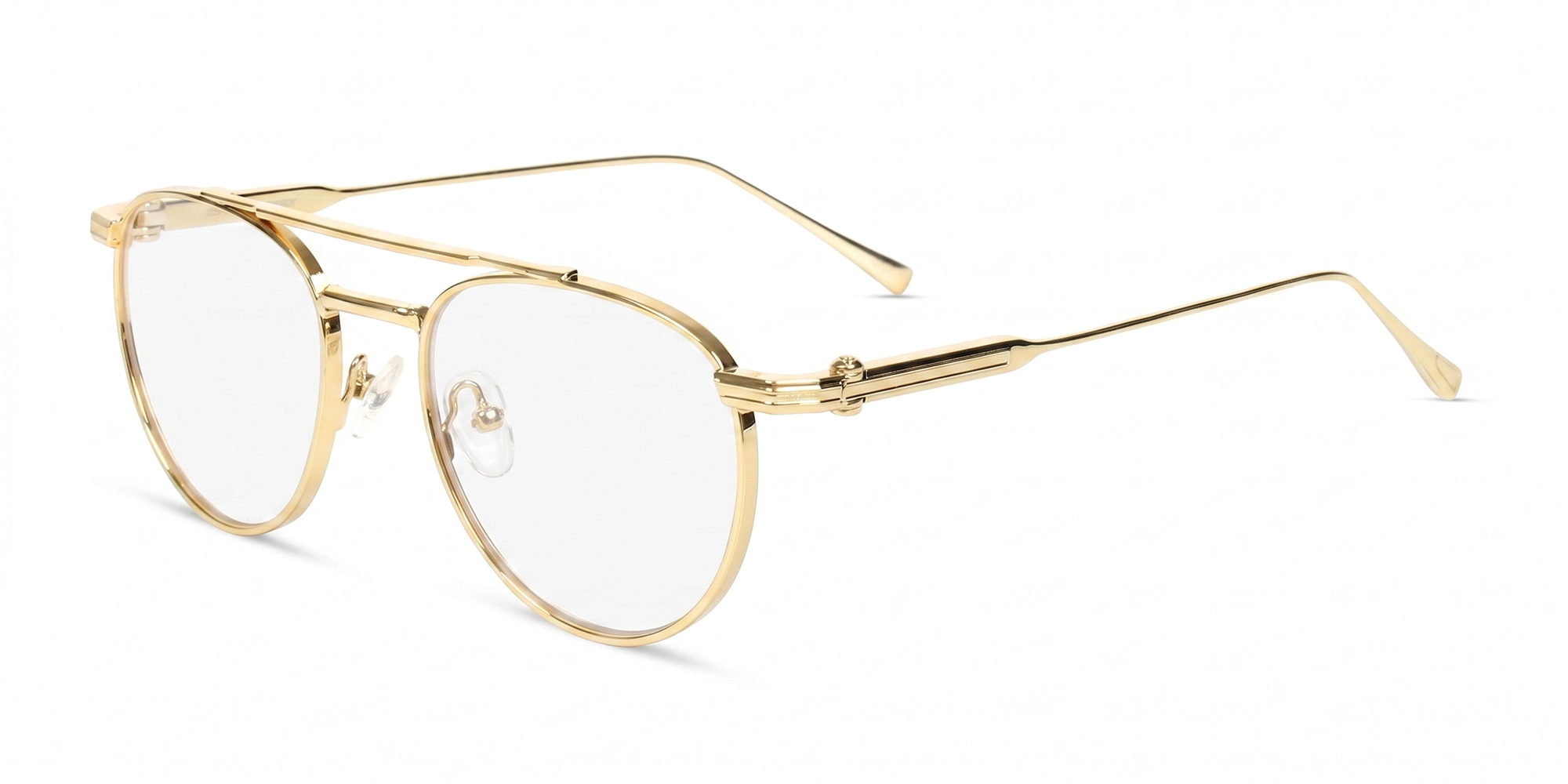 Gold Pilot Double Bridge Keyhole Glasses-3