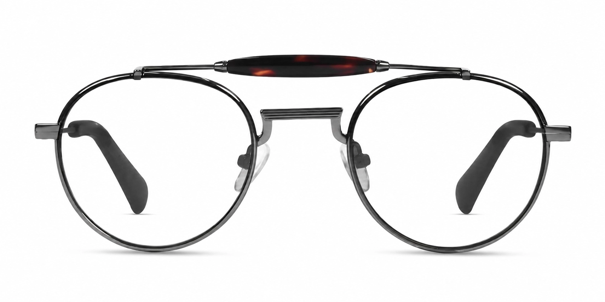 Gunmetal Round Pilot Double Bridge Glasses-1 Gunmetal Round Pilot Double Bridge Glasses-1