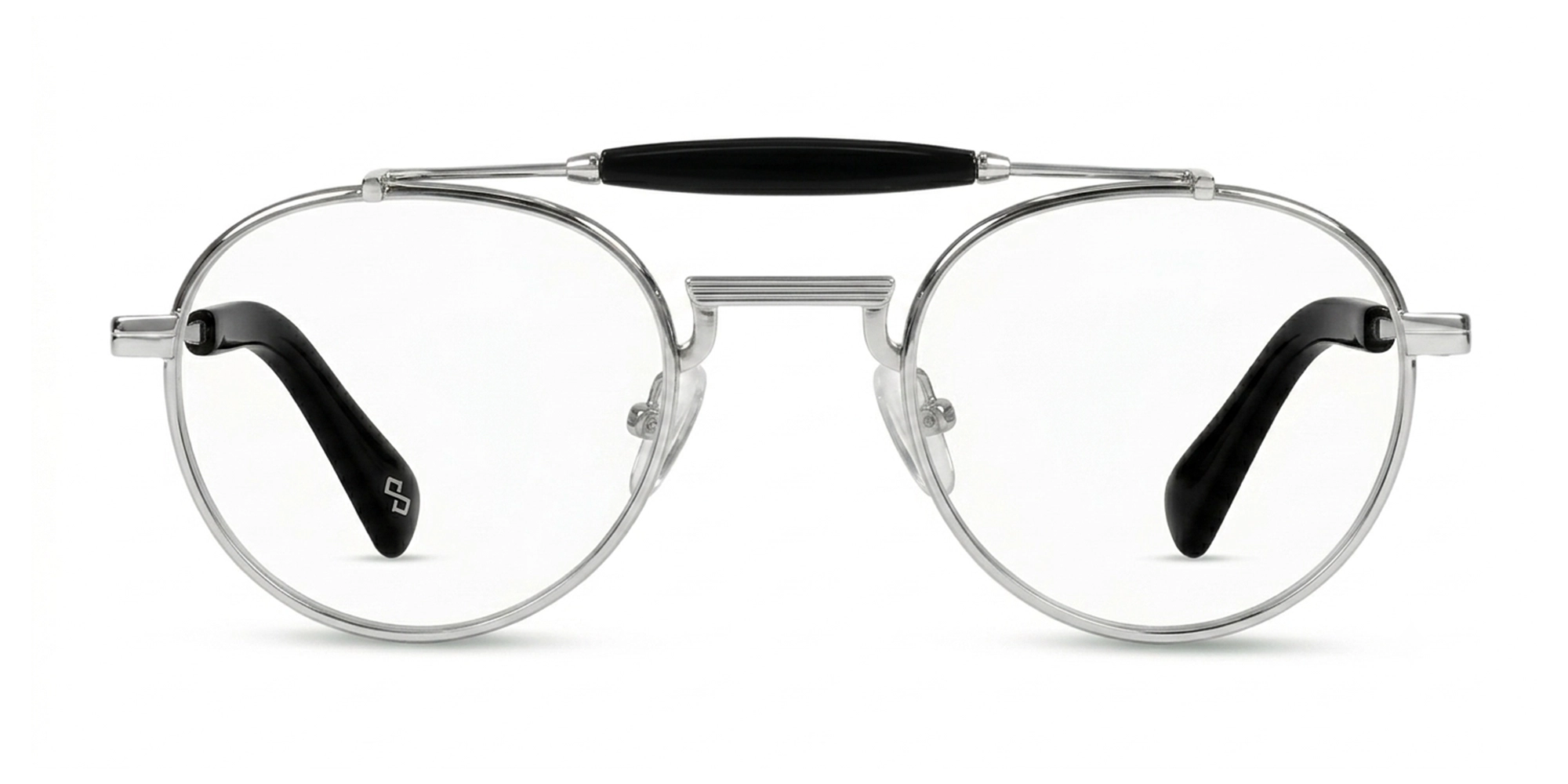 Silver Round Pilot Double Bridge Glasses-1 Silver Round Pilot Double Bridge Glasses-1