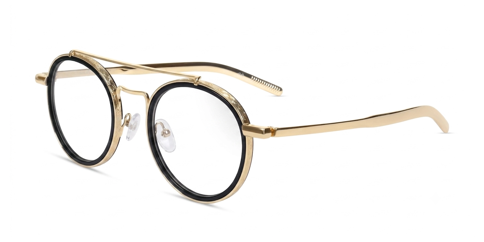 Gold Metal Round Pilot Keyhole Bridge Glasses-3 Gold Metal Round Pilot Keyhole Bridge Glasses-3