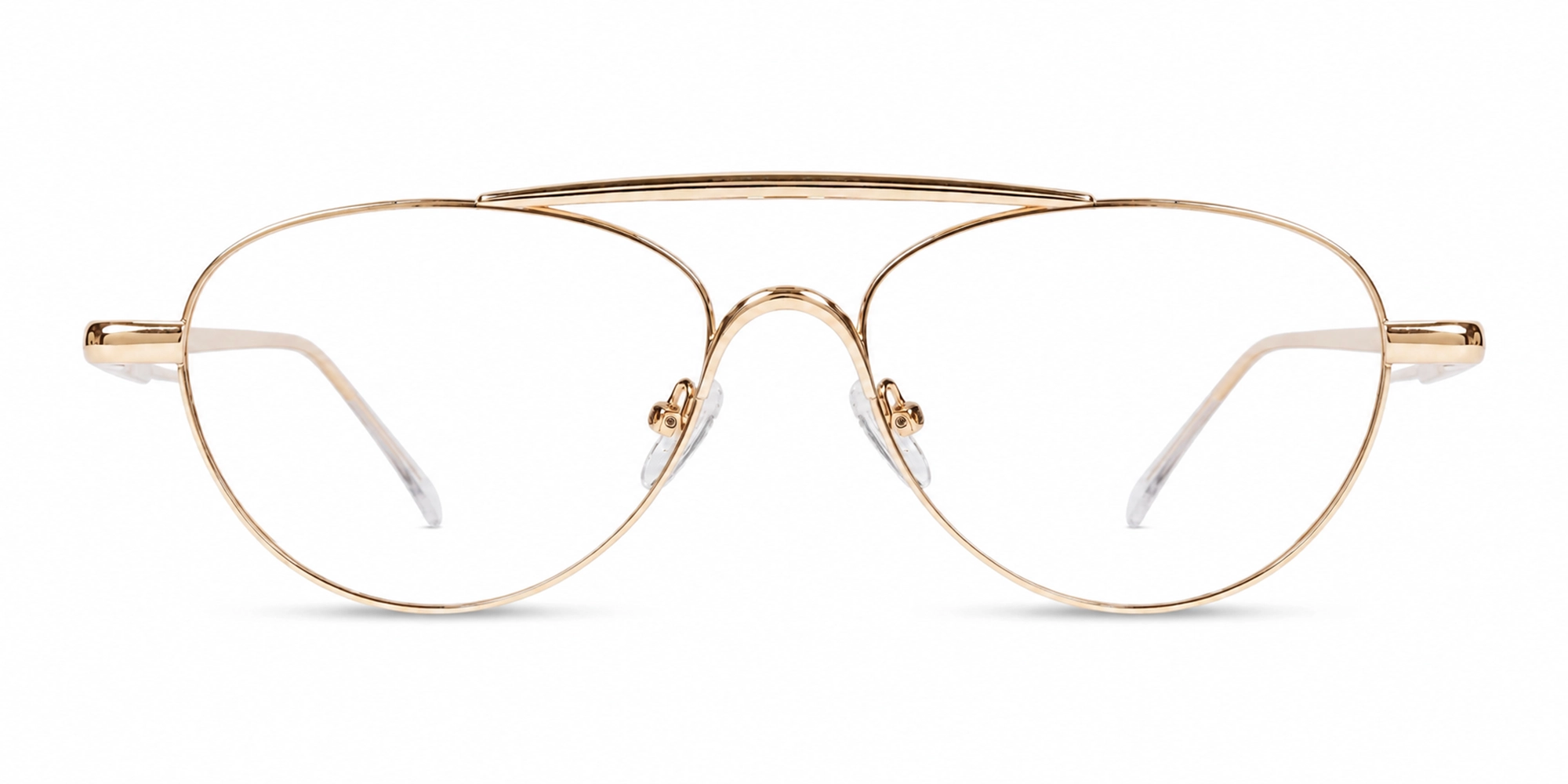 Gold Oval Pilot Glasses With Nose Pad-1