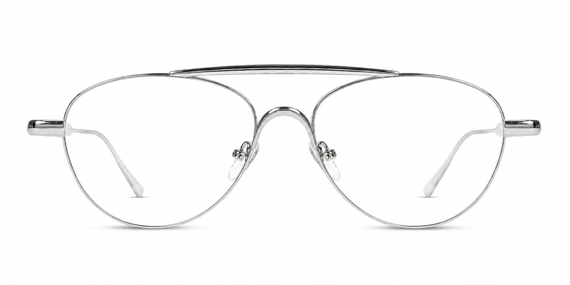 Platinum Silver Oval Pilot Glasses With Nose Pad-1 Platinum Silver Oval Pilot Glasses With Nose Pad-1
