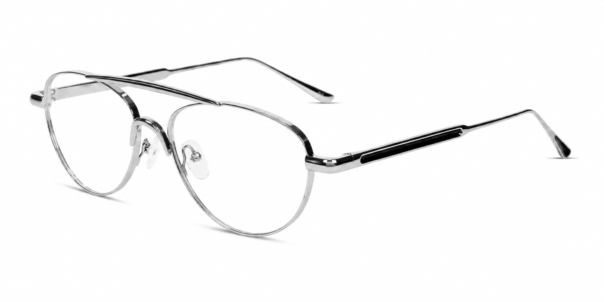 Platinum Silver Oval Pilot Glasses With Nose Pad-3 Platinum Silver Oval Pilot Glasses With Nose Pad-3