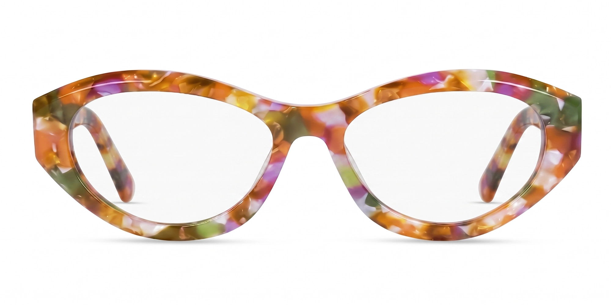 Orange Mosaic Colorful Oval Glasses-1 Orange Mosaic Colorful Oval Glasses-1