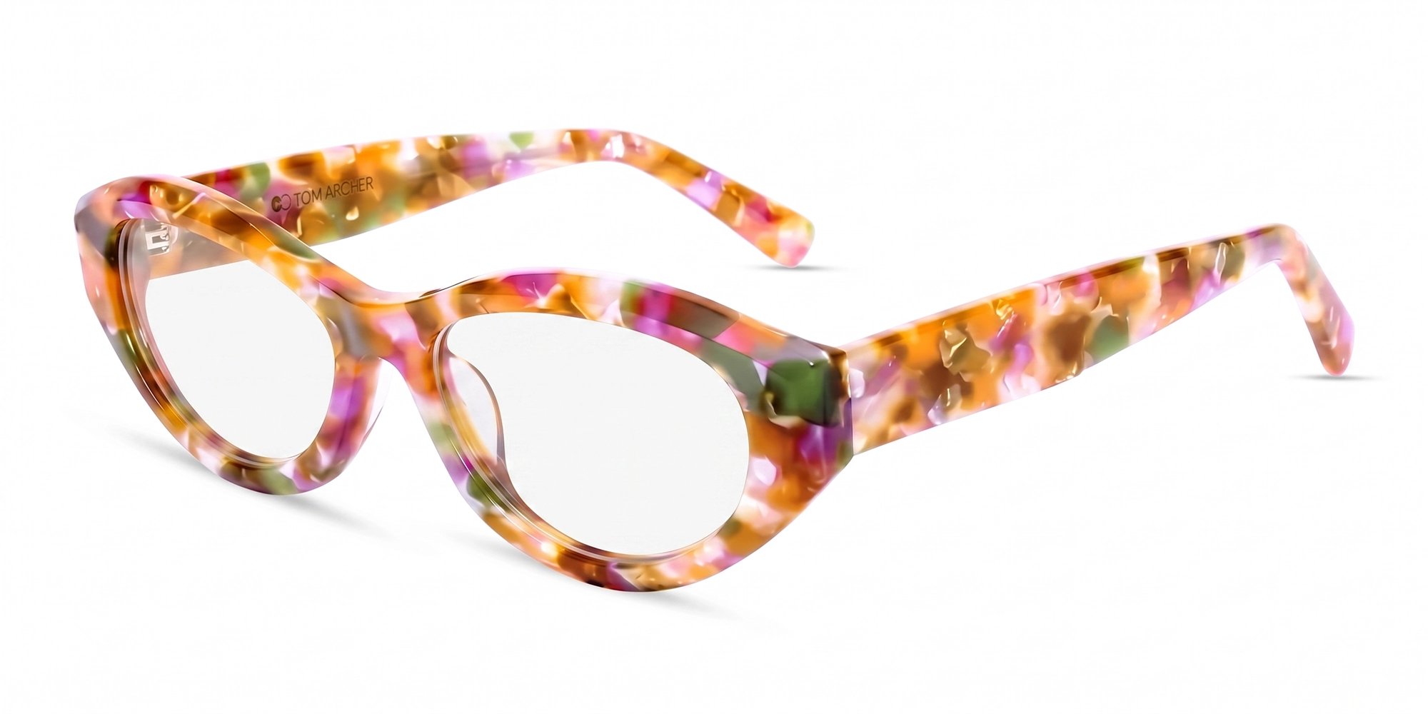 Orange Mosaic Colorful Oval Glasses-3 Orange Mosaic Colorful Oval Glasses-3